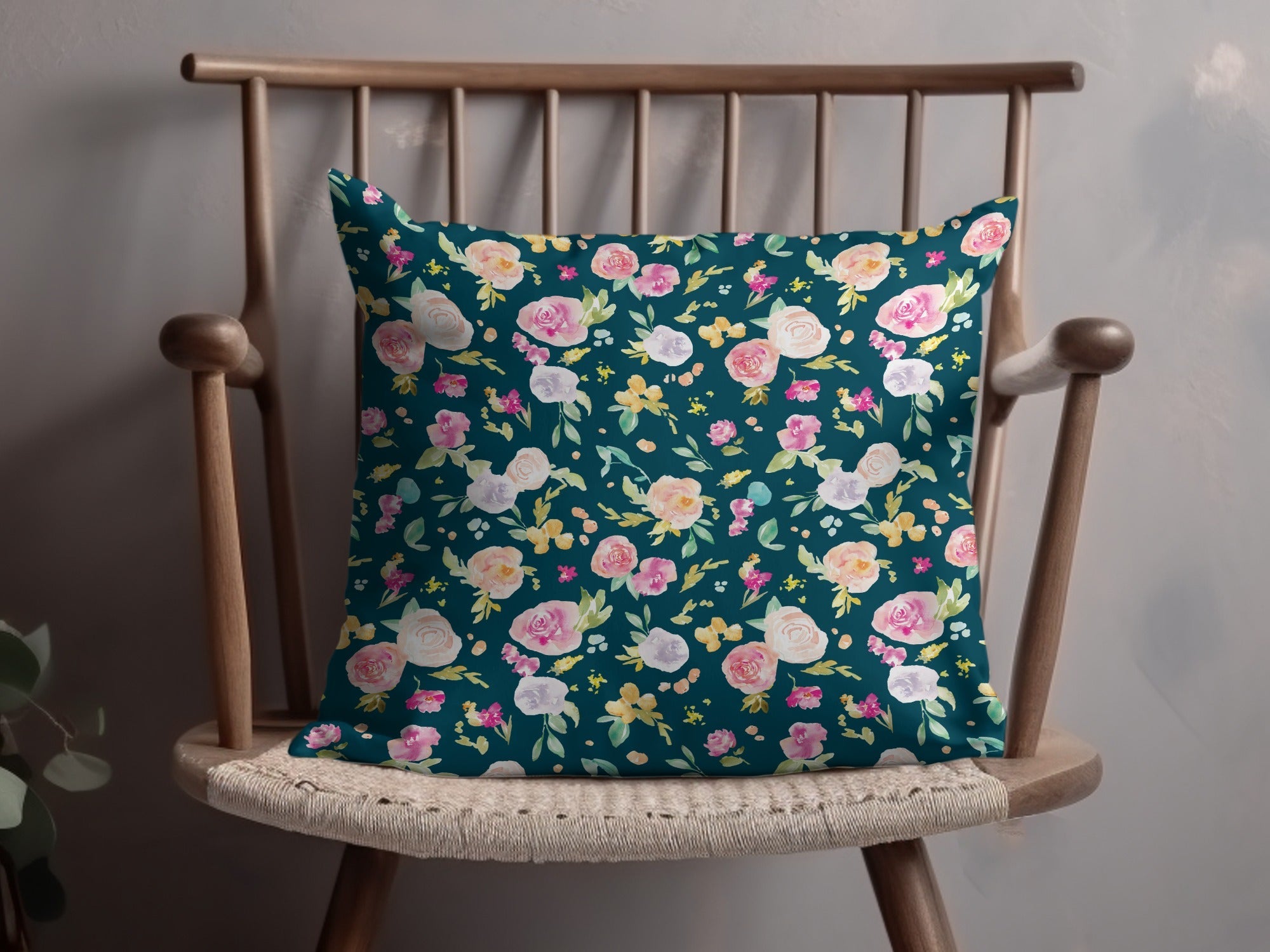 Floral Digital Paper, Watercolor Flowers Pattern, Seamless Teal Background, Fabric Design, Scrapbooking Paper, Digital Download - Moore and Mountain