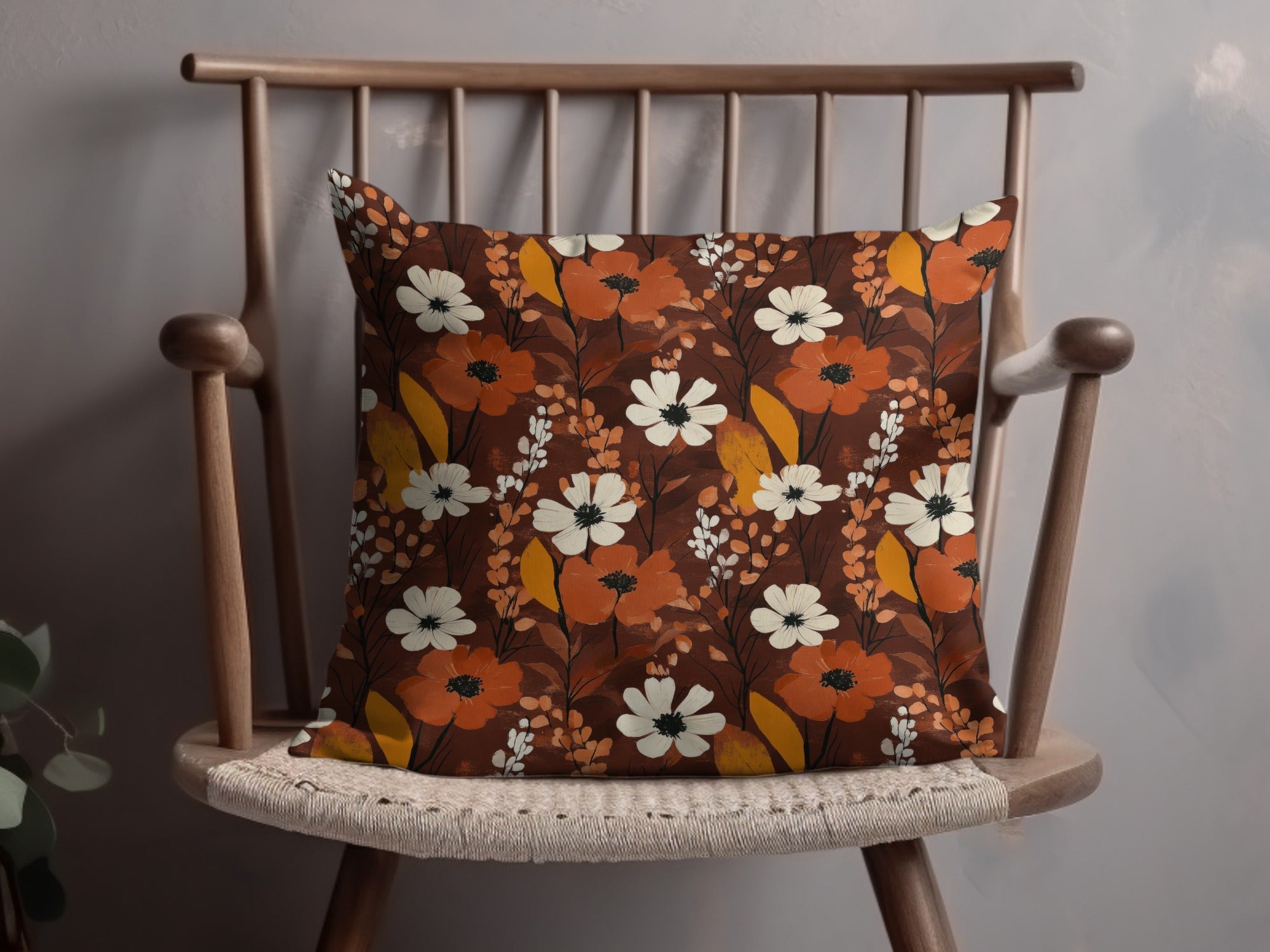 Floral Digital Seamless Pattern, Autumn Flowers, Brown Background, Fabric Design, Paper Craft, Printable, Scrapbooking, Commercial Use - Moore and Mountain