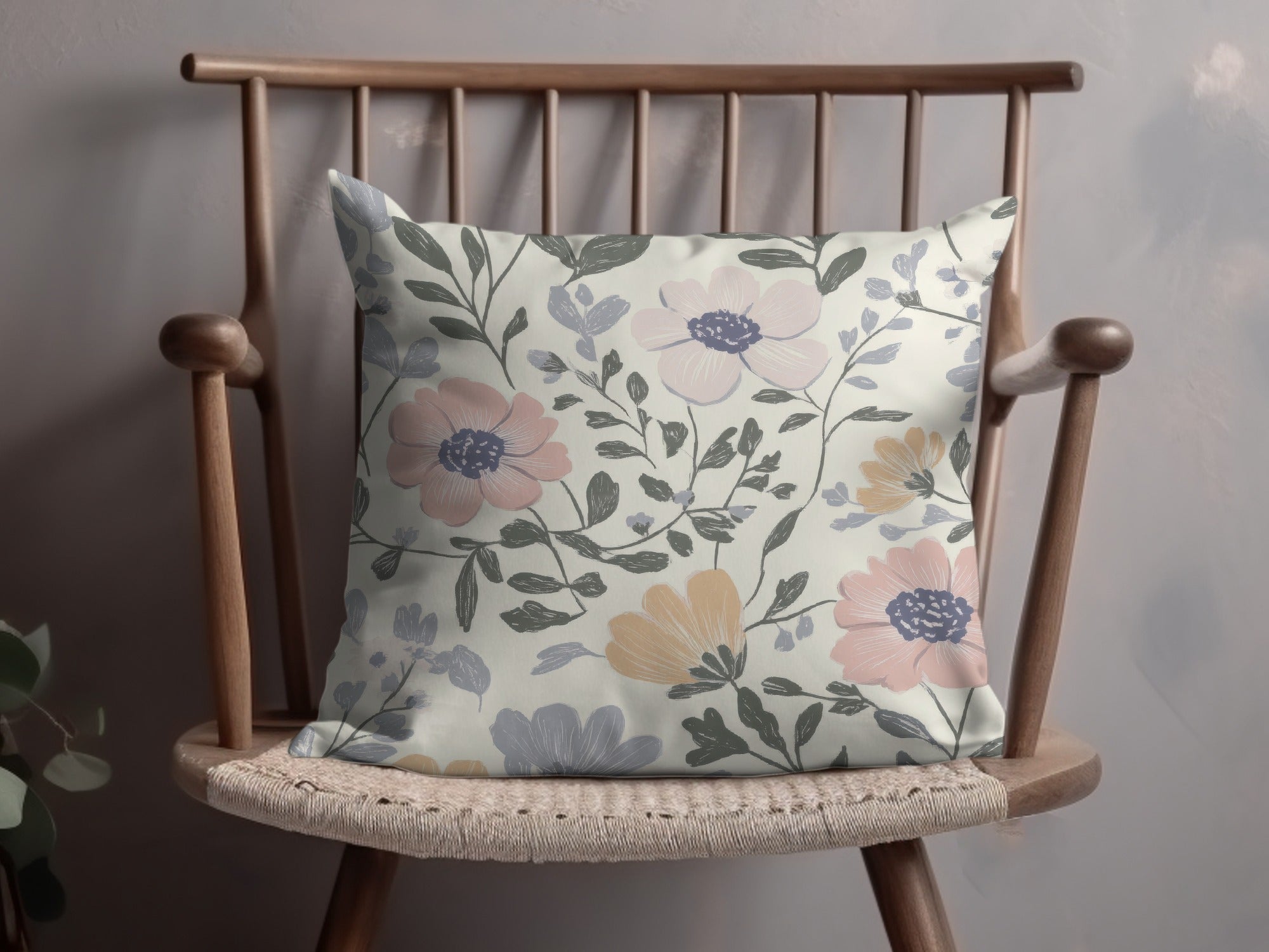 Floral Digital Seamless Pattern, Pastel Flower Digital Paper, Blush Peach Botanical Print, Fabric Design, Scrapbook Paper Digital - Moore and Mountain