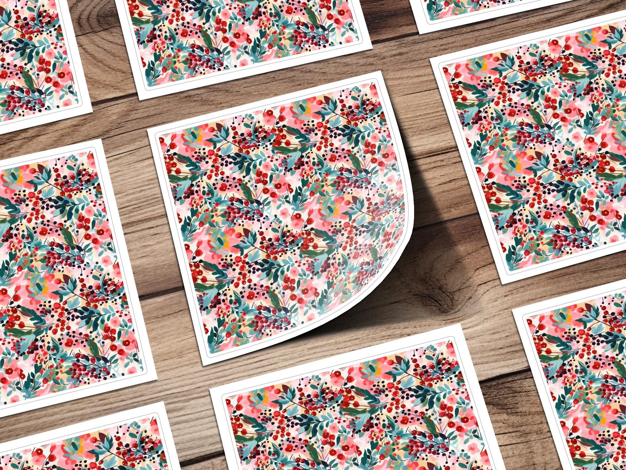 Floral Pattern Digital Paper, Berry Seamless Pattern, Autumn Digital Design, Botanical Art Print, Fabric Design, Digital Download - Moore and Mountain