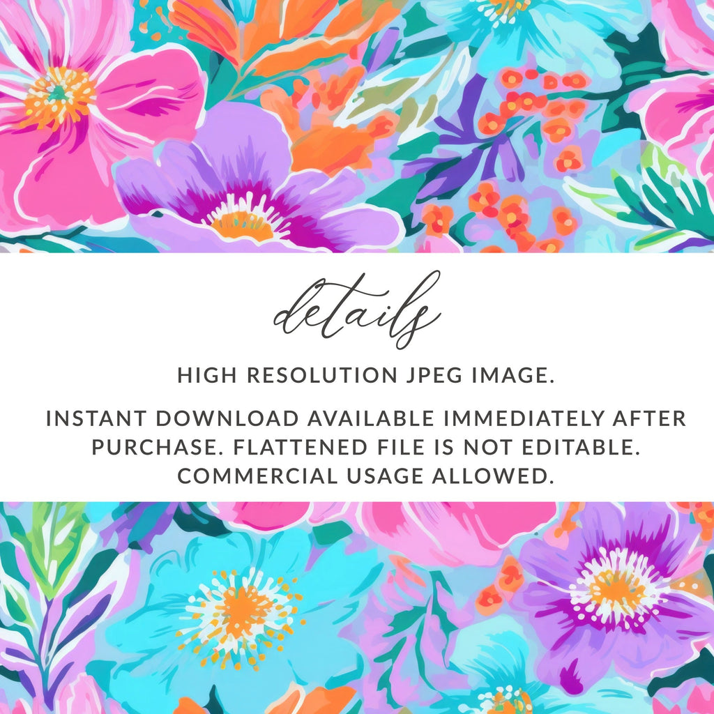 Floral Pattern Digital Paper, Colorful Flower Seamless File, Pink Purple Blue Flower Print, Fabric Design, Scrapbook Paper, Art Print - Moore and Mountain