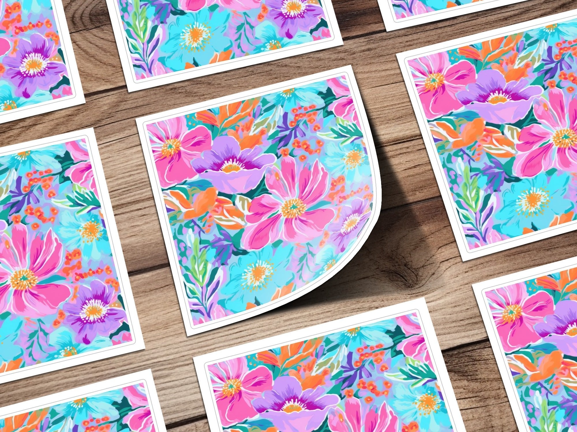 Floral Pattern Digital Paper, Colorful Flower Seamless File, Pink Purple Blue Flower Print, Fabric Design, Scrapbook Paper, Art Print - Moore and Mountain