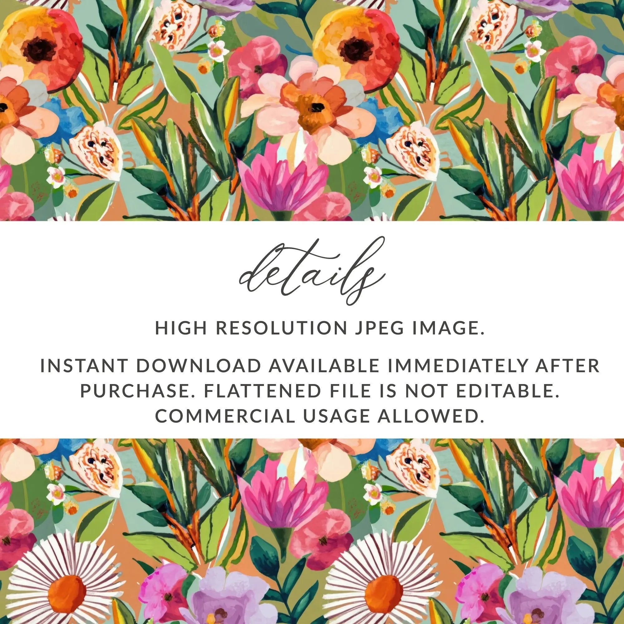 Floral Pattern Digital Paper, Flower Seamless Pattern Design, Spring Summer Fabric Design, Scrapbook Paper, Commercial Use, POD License - Moore and Mountain