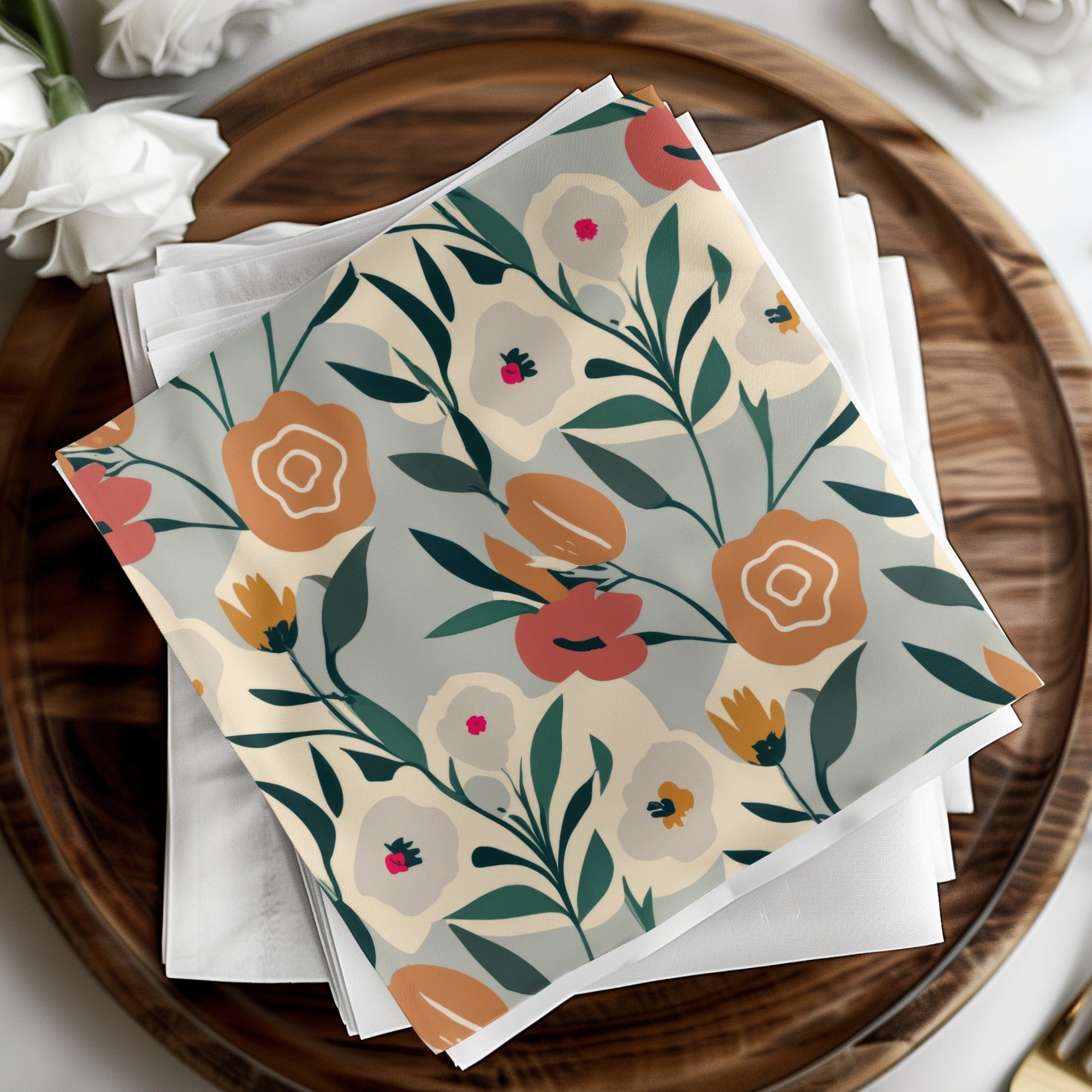 Floral Pattern Digital Paper, Seamless Flower Design, Botanical Illustration, Autumn Colors Digital, Printable Fabric Design, Scrapbook - Moore and Mountain