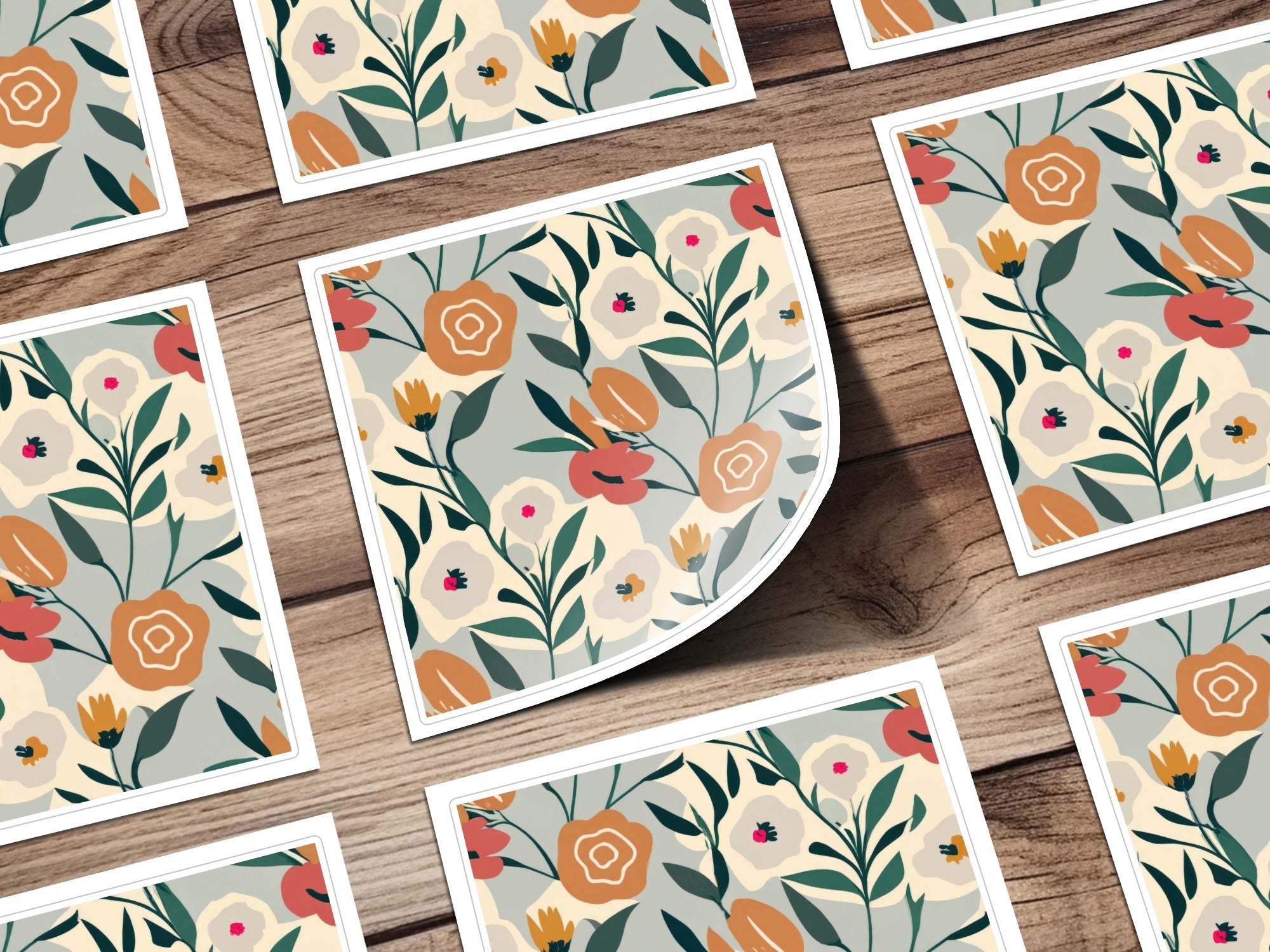 Floral Pattern Digital Paper, Seamless Flower Design, Botanical Illustration, Autumn Colors Digital, Printable Fabric Design, Scrapbook - Moore and Mountain