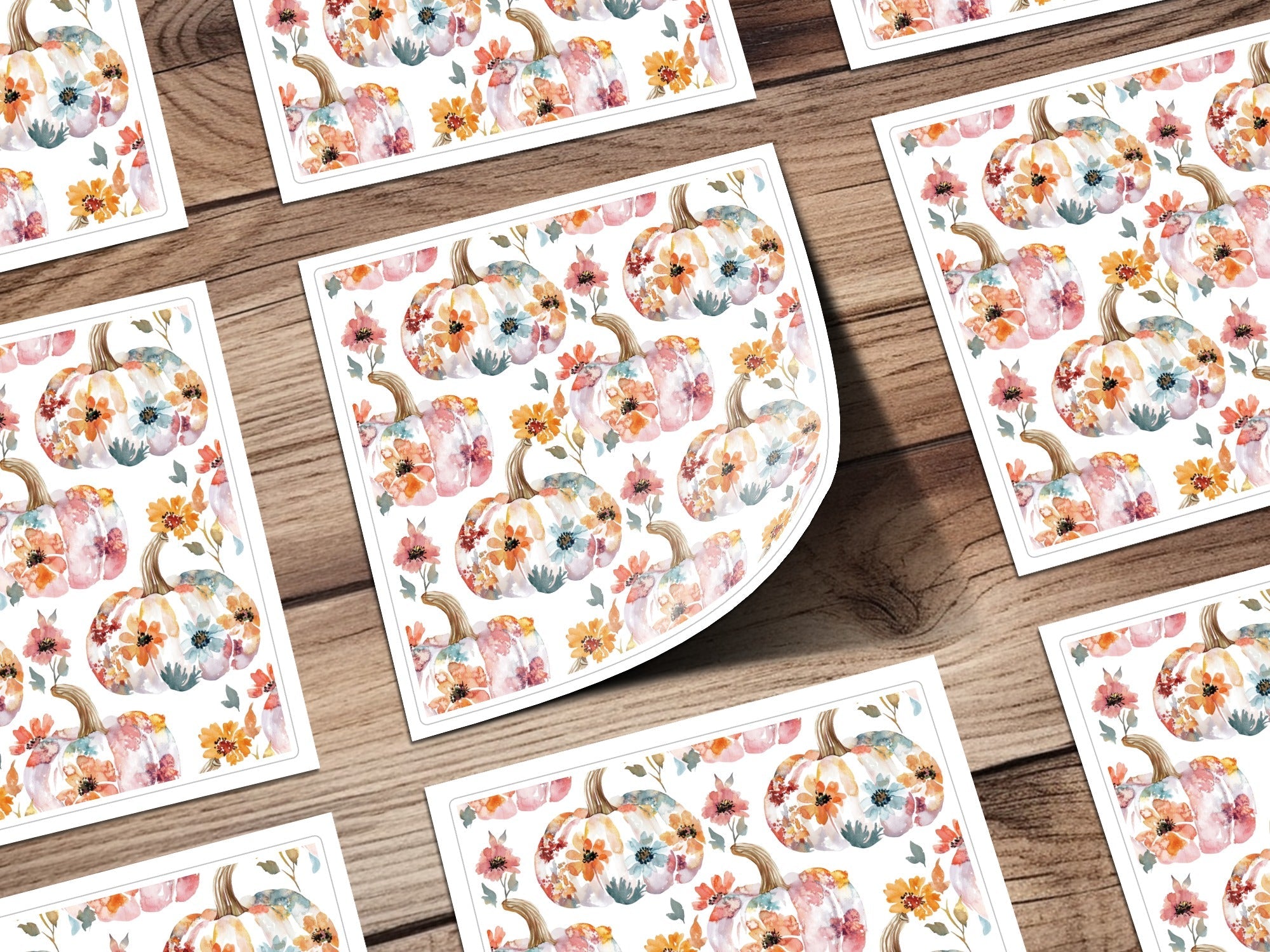 Floral Pumpkin Digital Paper, Watercolor Seamless Pattern, Autumn Fall Design, Scrapbook Paper, Fabric Design, Digital Download - Moore and Mountain