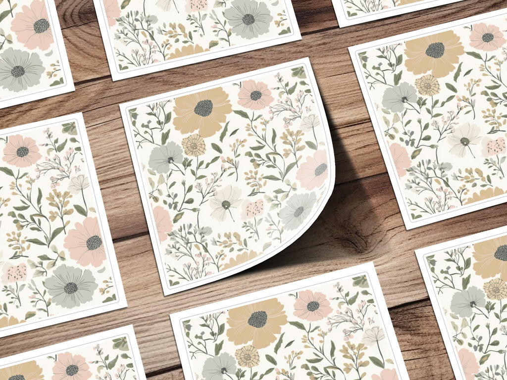 Floral Seamless Pattern Digital Paper, Botanical Print, Flower Background, Fabric Design, Pastel Colors, Scrapbooking Paper, JPEG Files - Moore and Mountain