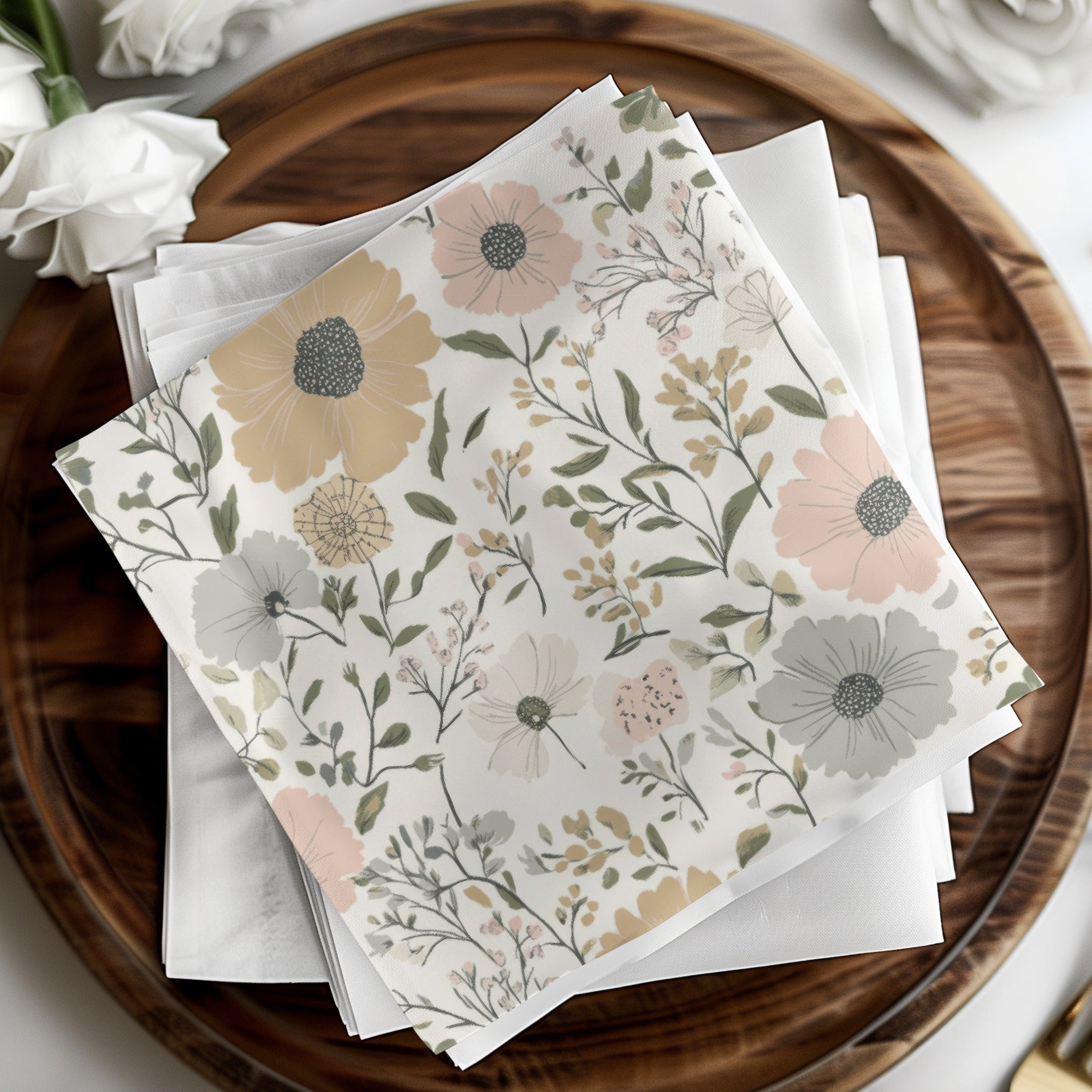 Floral Seamless Pattern Digital Paper, Botanical Print, Flower Background, Fabric Design, Pastel Colors, Scrapbooking Paper, JPEG Files - Moore and Mountain