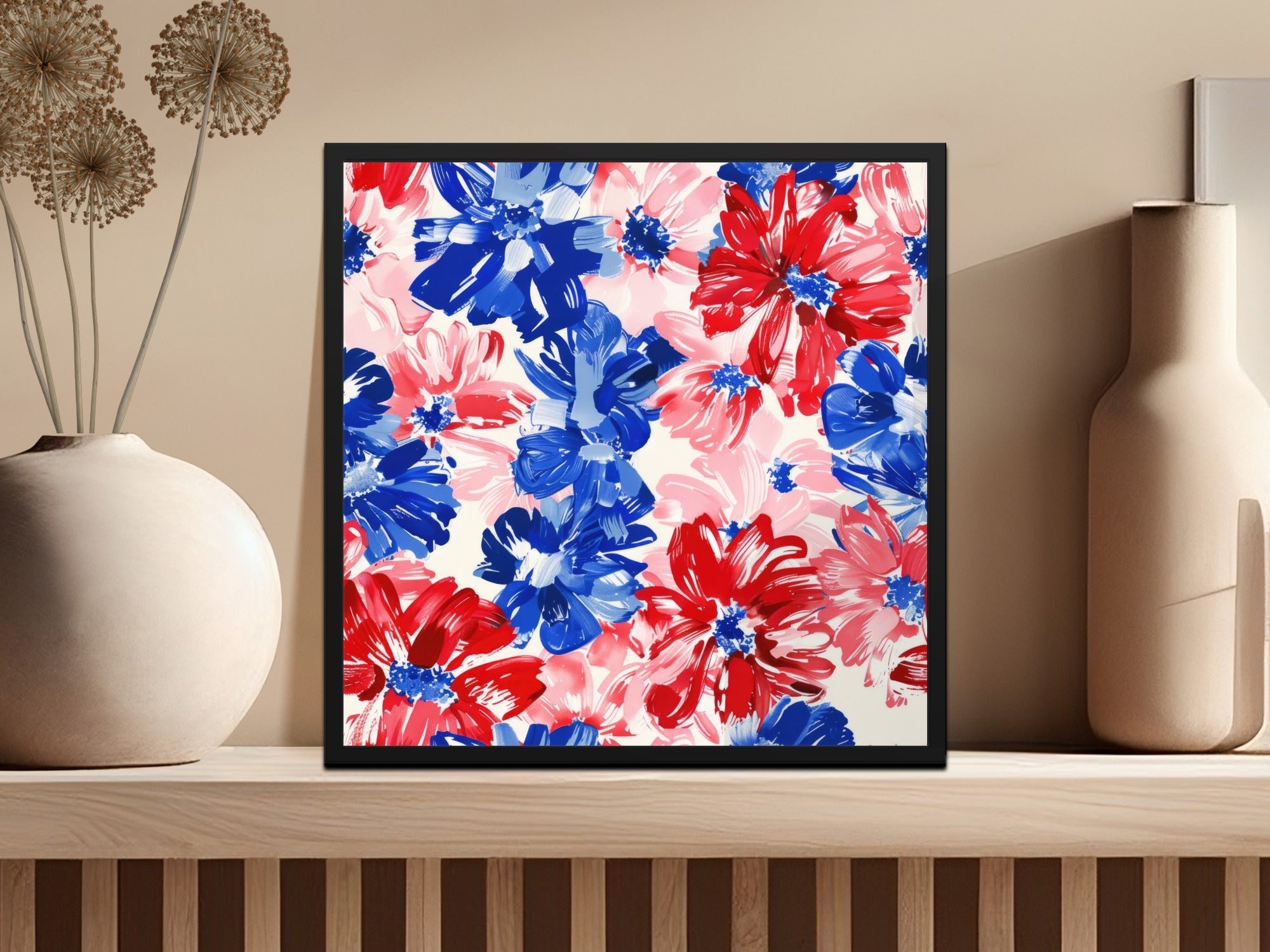 Floral Seamless Pattern, Red White Blue, Digital Download, Flower Pattern, Summer Pattern, Patriotic Design, Fabric Pattern, 4th July - Moore and Mountain