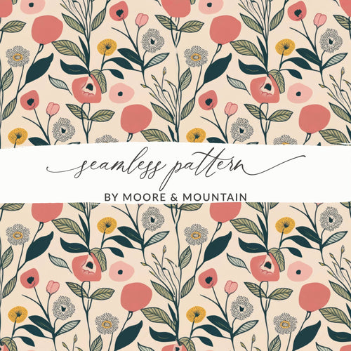 Floral Seamless Pattern T-Shirt, Digital File, Cute Flowers Design, Fabric Design, Textile Print, Trendy T-Shirt Design, Stylish Flowers - Moore and Mountain