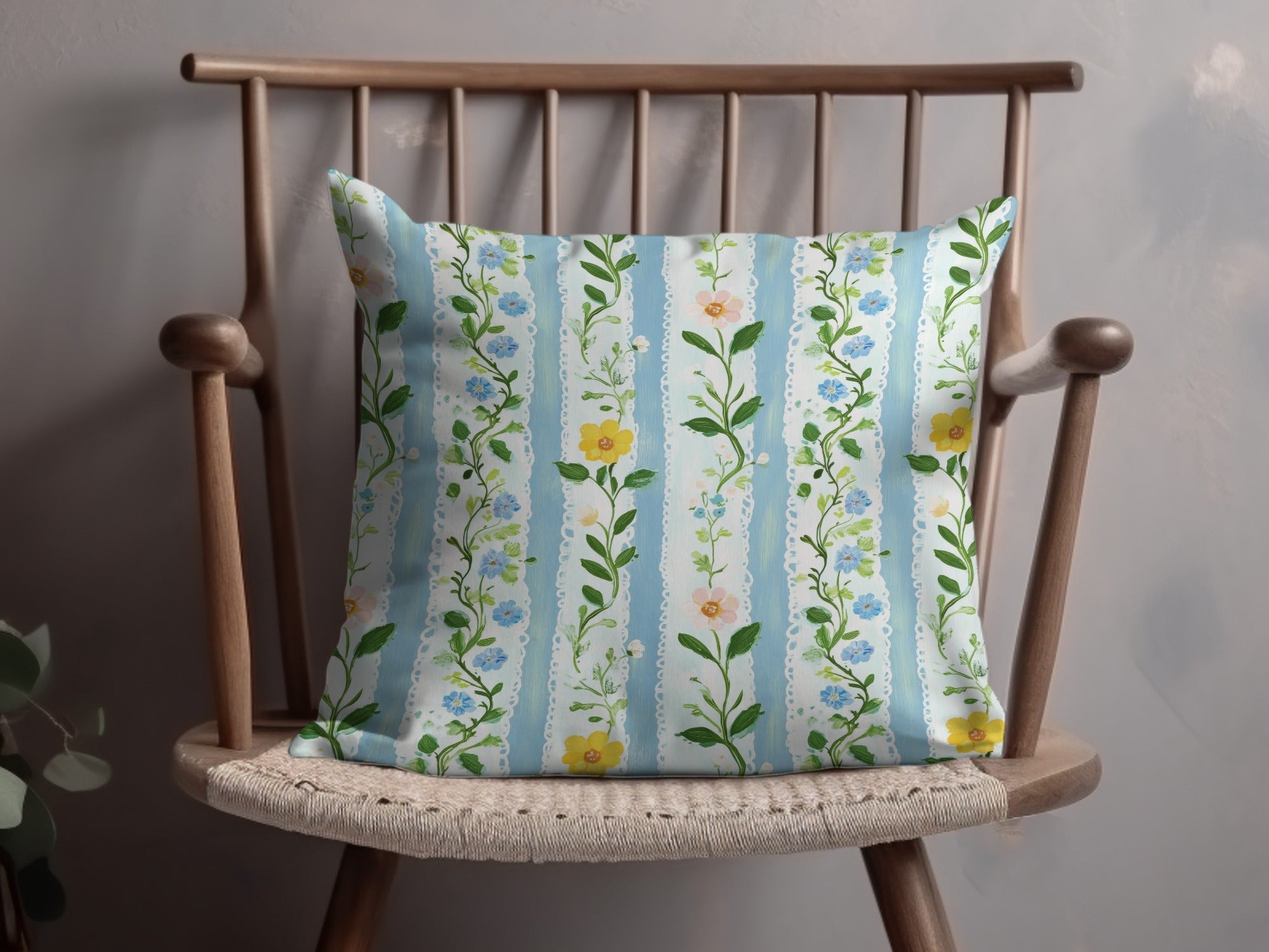 Floral Stripe Digital Paper, Flower Seamless Pattern, Blue Digital Download, Fabric Design, Scrapbooking Paper, Commercial Use, JPEG Files - Moore and Mountain