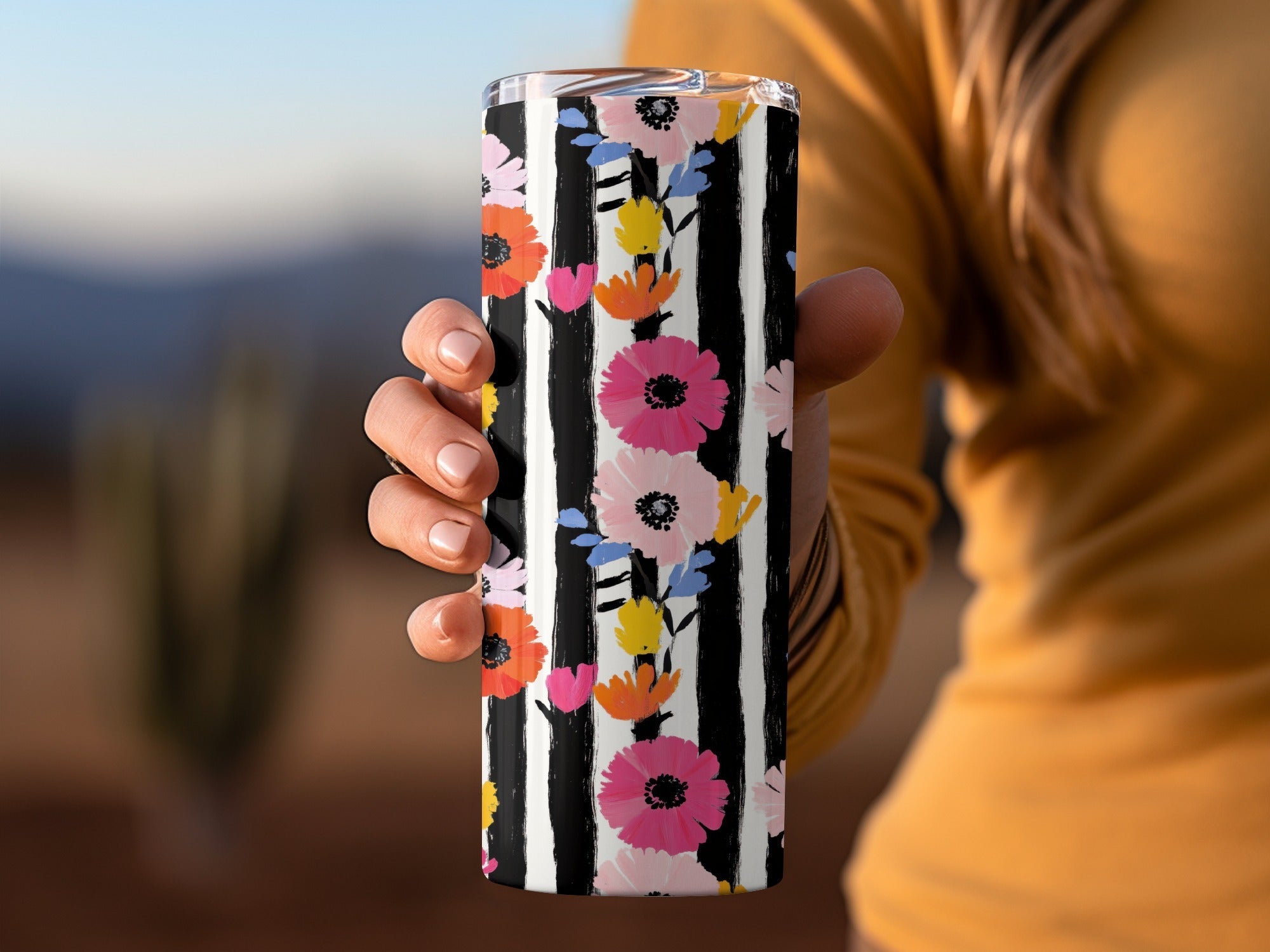 Floral Stripe Digital Paper, Modern Flower Pattern, Seamless Pattern, Colorful Flowers, Striped Background, Digital Download - Moore and Mountain