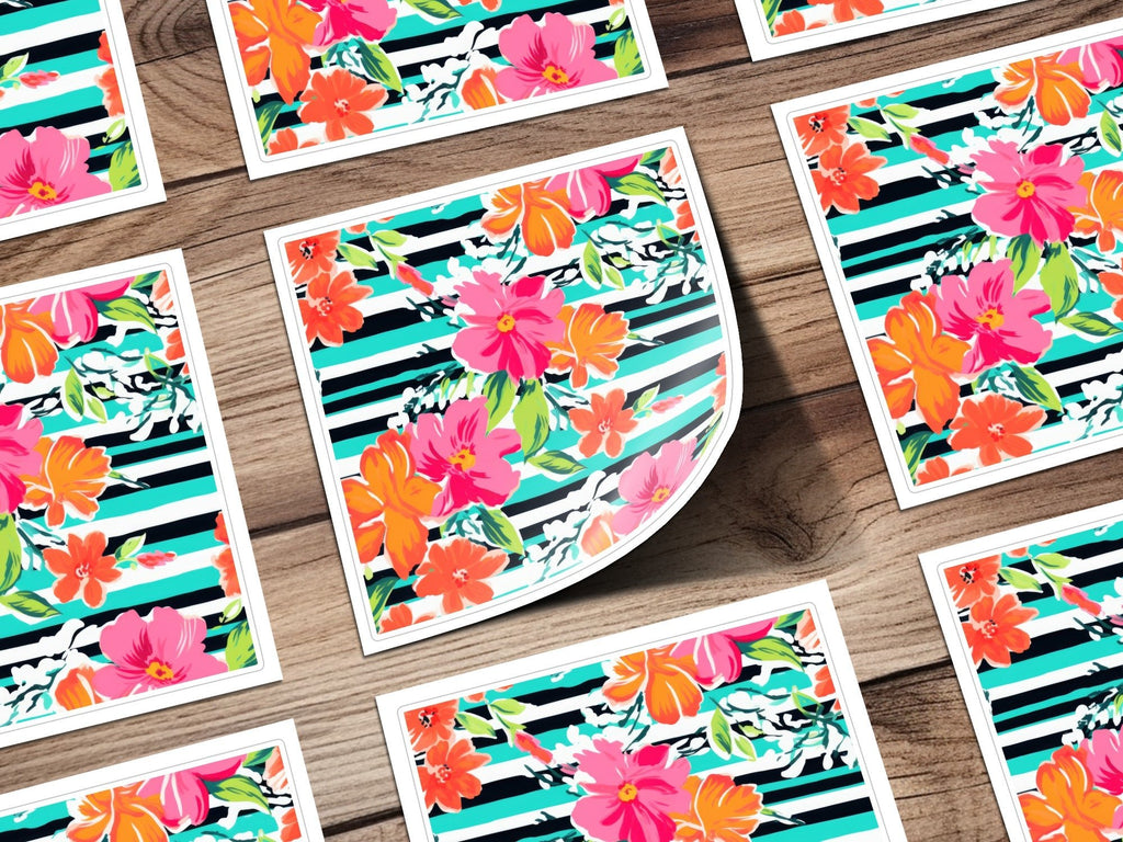 Floral Stripe Digital Paper, Seamless Pattern, Commercial Use, Repeating Design, Scrapbooking Paper, Floral Background Digital - Moore and Mountain