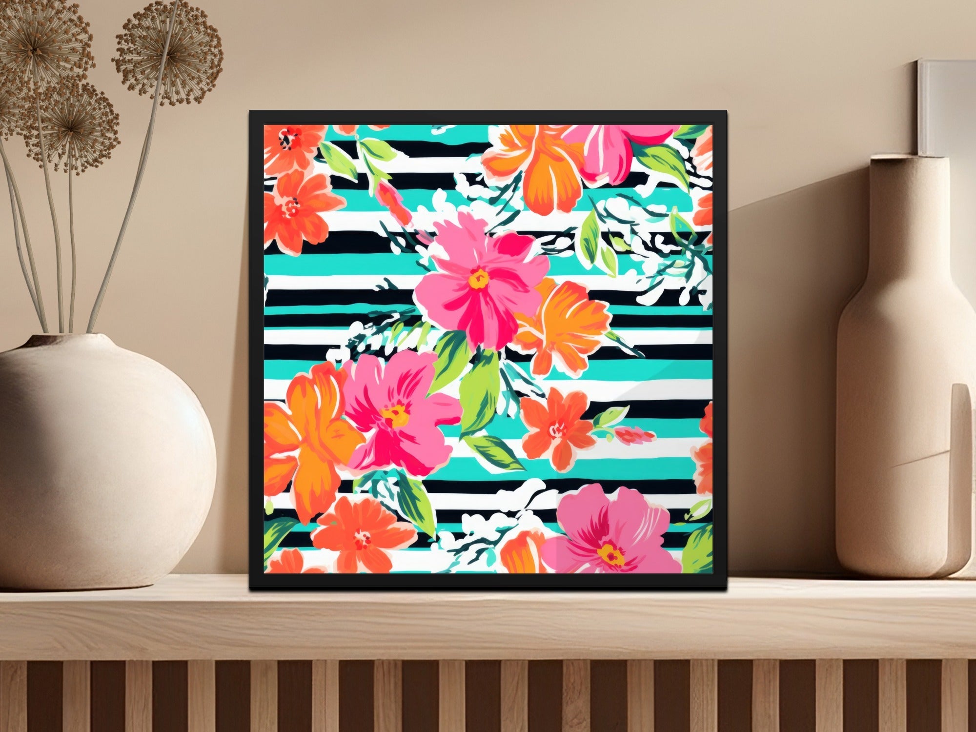 Floral Stripe Digital Paper, Seamless Pattern, Commercial Use, Repeating Design, Scrapbooking Paper, Floral Background Digital - Moore and Mountain