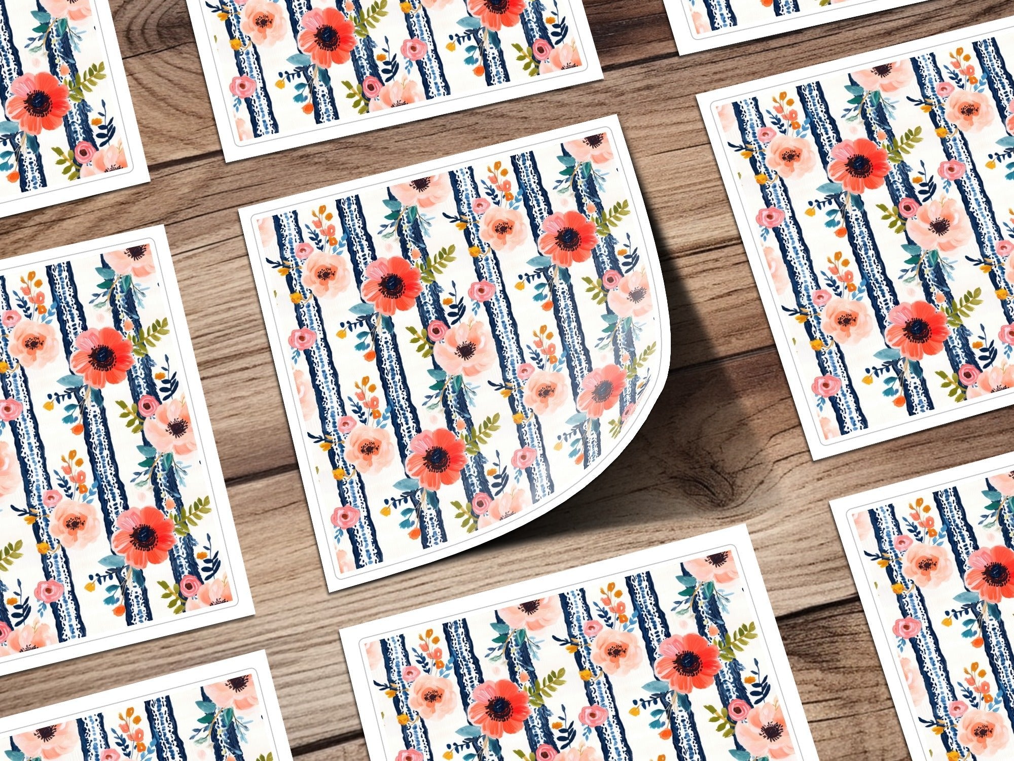 Floral Stripe Digital Paper, Seamless Pattern, Flower Background, Commercial Use, Trendy Floral Digital Products, Flower Digital Design - Moore and Mountain