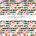 Floral Stripe Digital Paper, Seamless Pattern, Roses Clipart, Watercolor Flower, Commercial Use, Printable Paper, Scrapbook Paper - Moore and Mountain