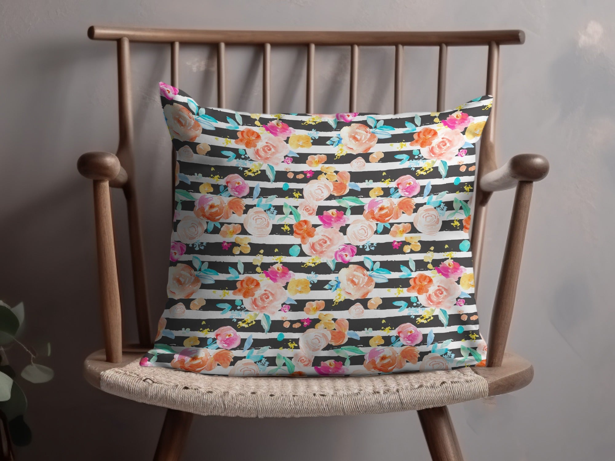 Floral Stripe Digital Paper, Seamless Pattern, Roses Clipart, Watercolor Flower, Commercial Use, Printable Paper, Scrapbook Paper - Moore and Mountain