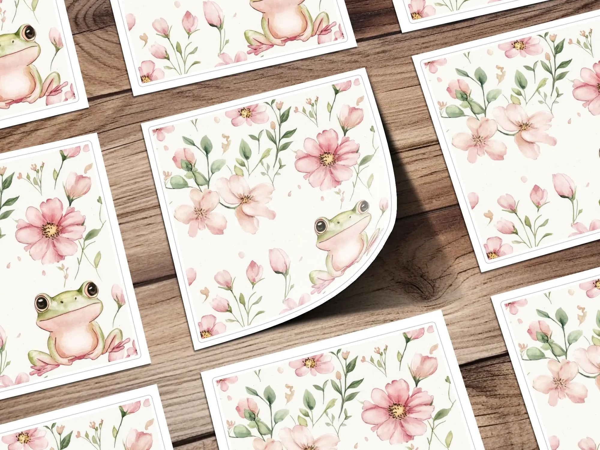 Frog and Flowers Digital Seamless Pattern, Watercolor Floral Froggy Design, Printable Fabric, Digital Download for Commercial Use - Moore and Mountain