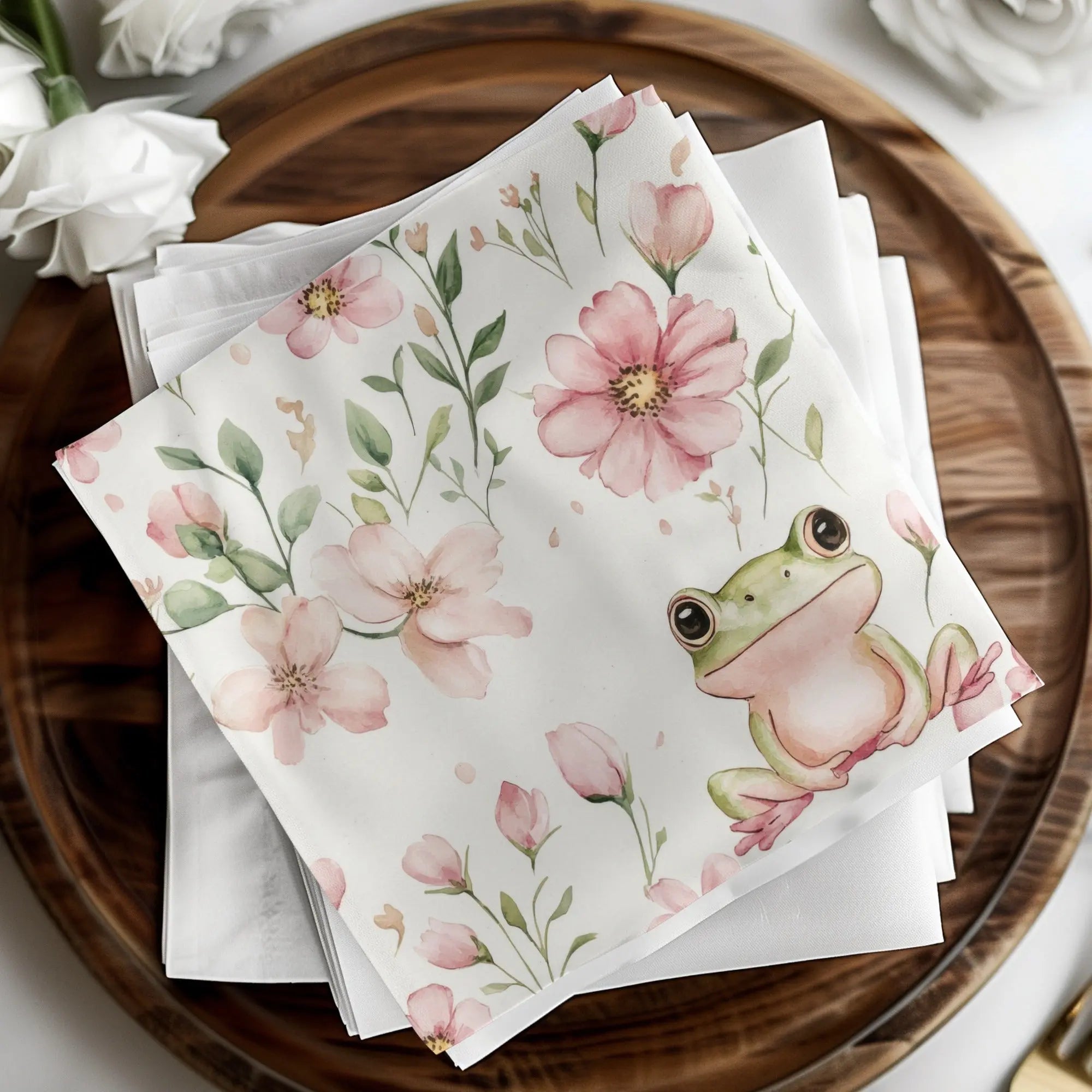 Frog and Flowers Digital Seamless Pattern, Watercolor Floral Froggy Design, Printable Fabric, Digital Download for Commercial Use - Moore and Mountain