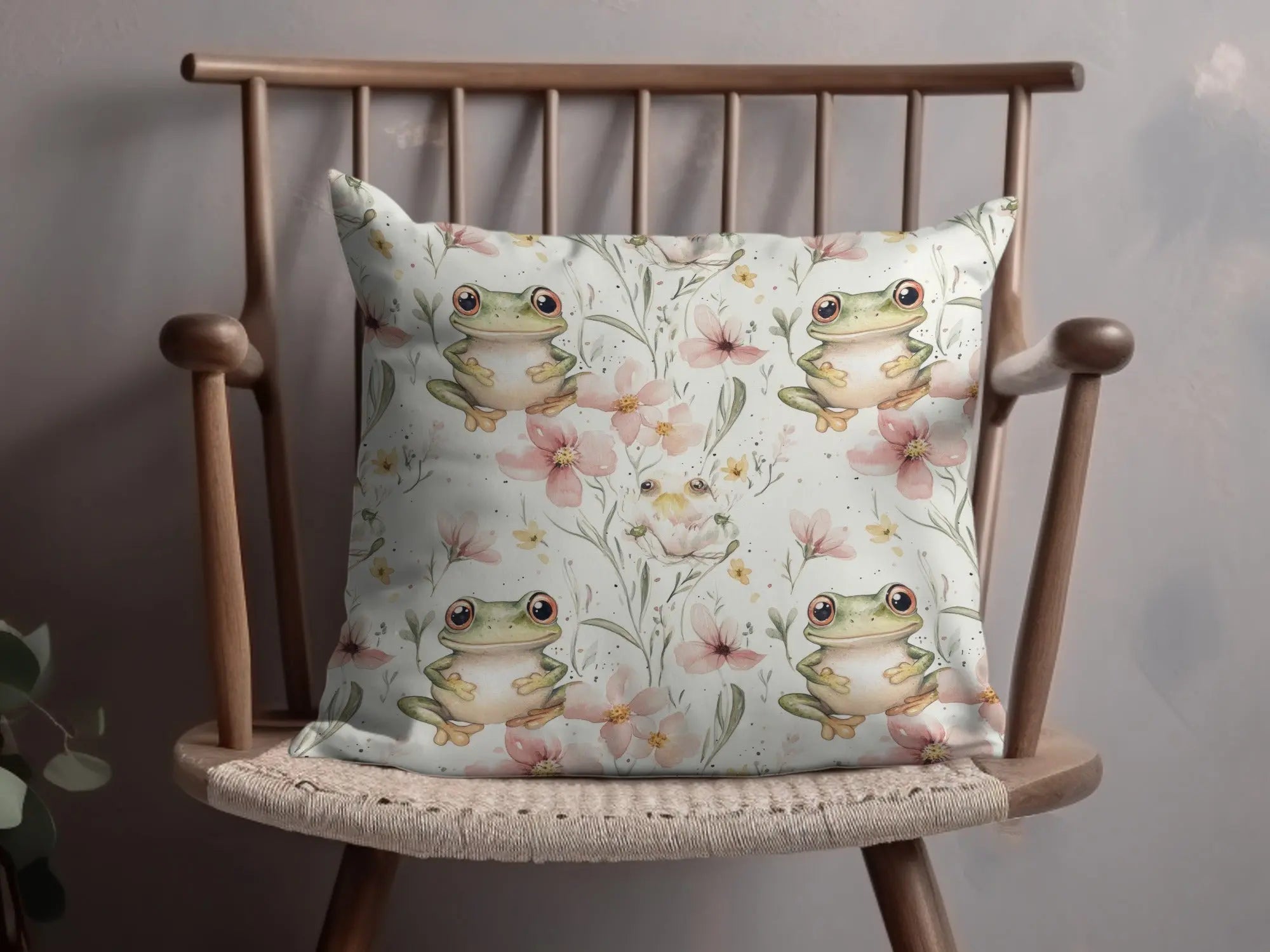 Frog Seamless Pattern, Watercolor Floral Digital Paper, Repeating Froggy Design, Cute Frog Artwork, Flower Background, Digital - Moore and Mountain