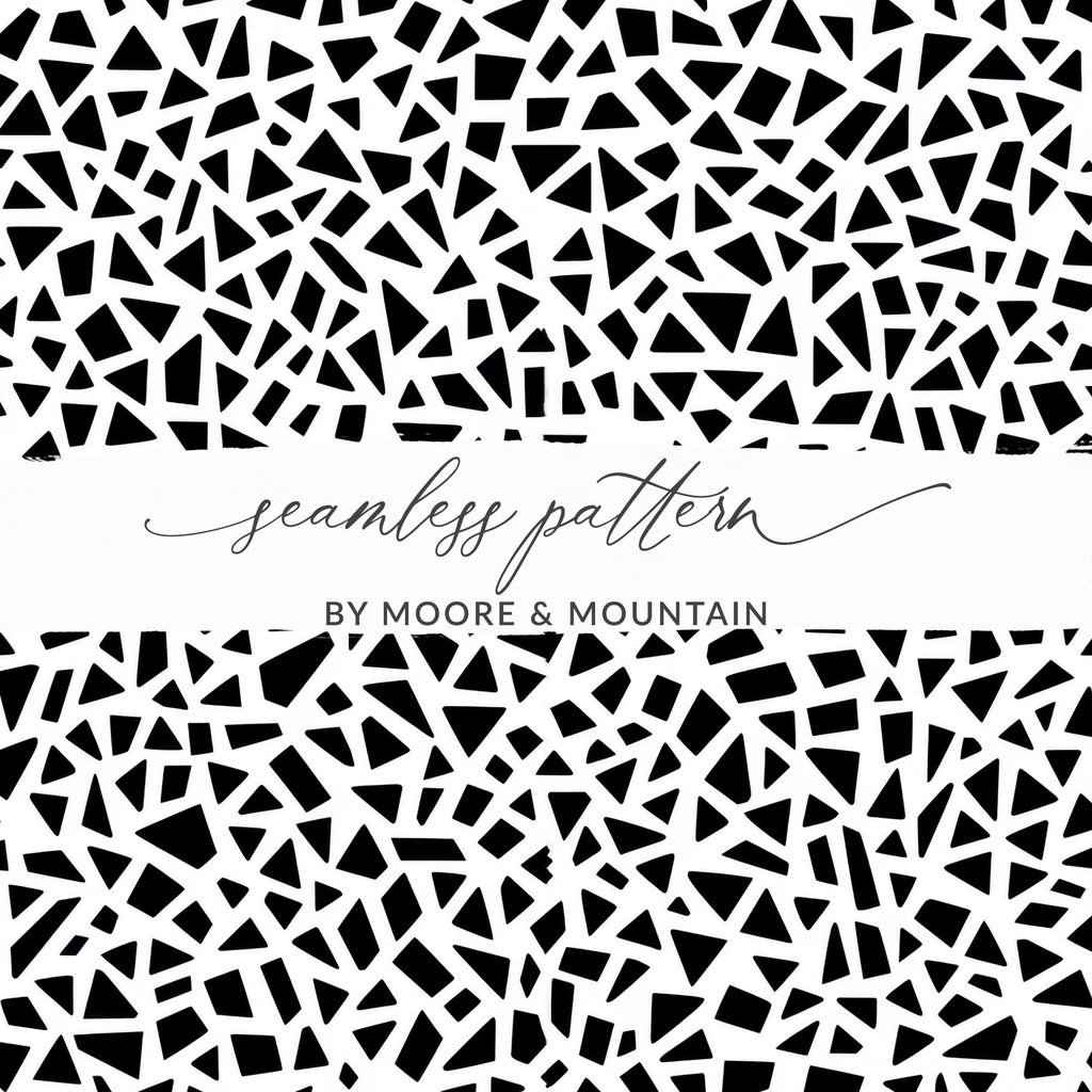 Geometric Digital Paper, Seamless Pattern, Modern Background, Black and White Terrazo Pattern Seamless Stained Glass Geometric Pattern - Moore and Mountain