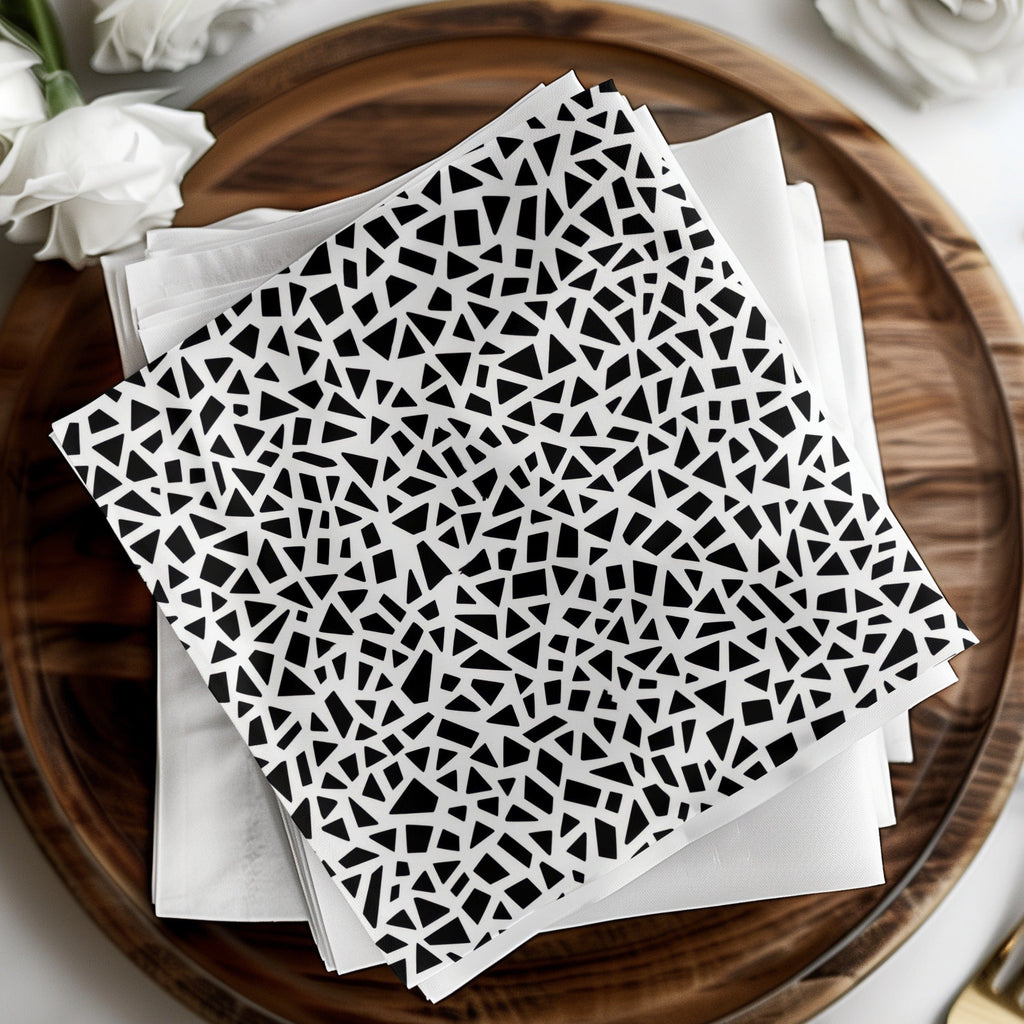 Geometric Digital Paper, Seamless Pattern, Modern Background, Black and White Terrazo Pattern Seamless Stained Glass Geometric Pattern - Moore and Mountain