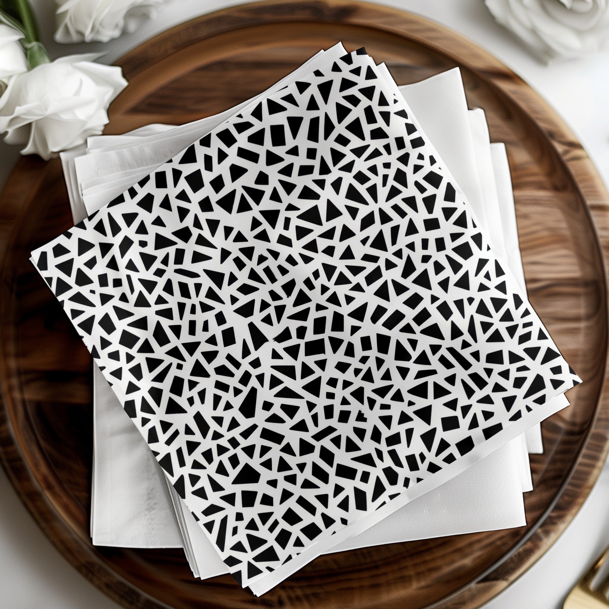 Geometric Digital Paper, Seamless Pattern, Modern Background, Black and White Terrazo Pattern Seamless Stained Glass Geometric Pattern - Moore and Mountain