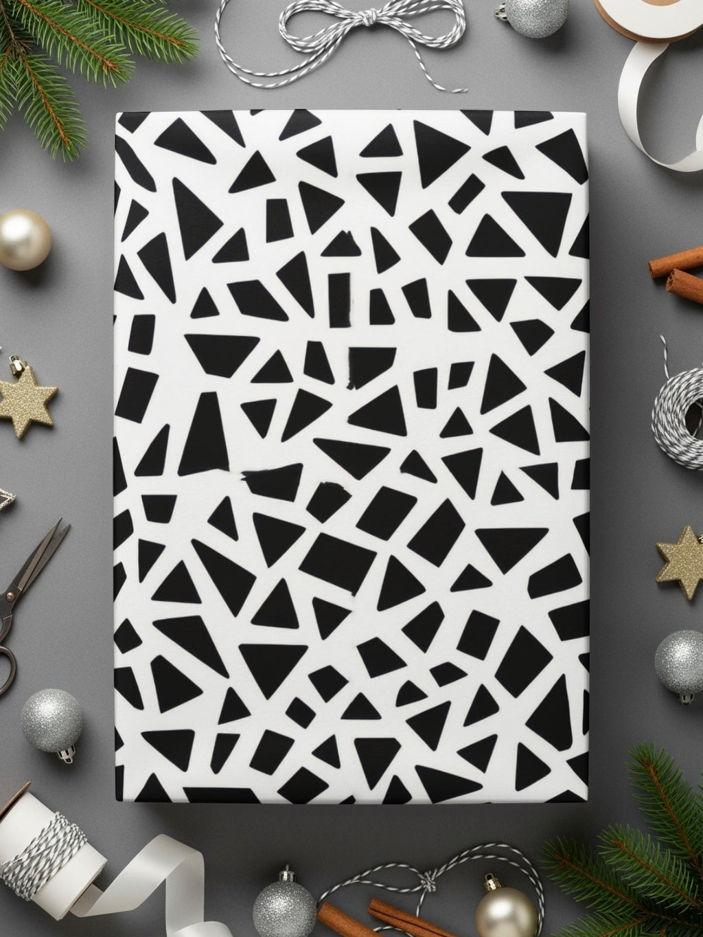 Geometric Digital Paper, Seamless Pattern, Modern Background, Black and White Terrazo Pattern Seamless Stained Glass Geometric Pattern - Moore and Mountain