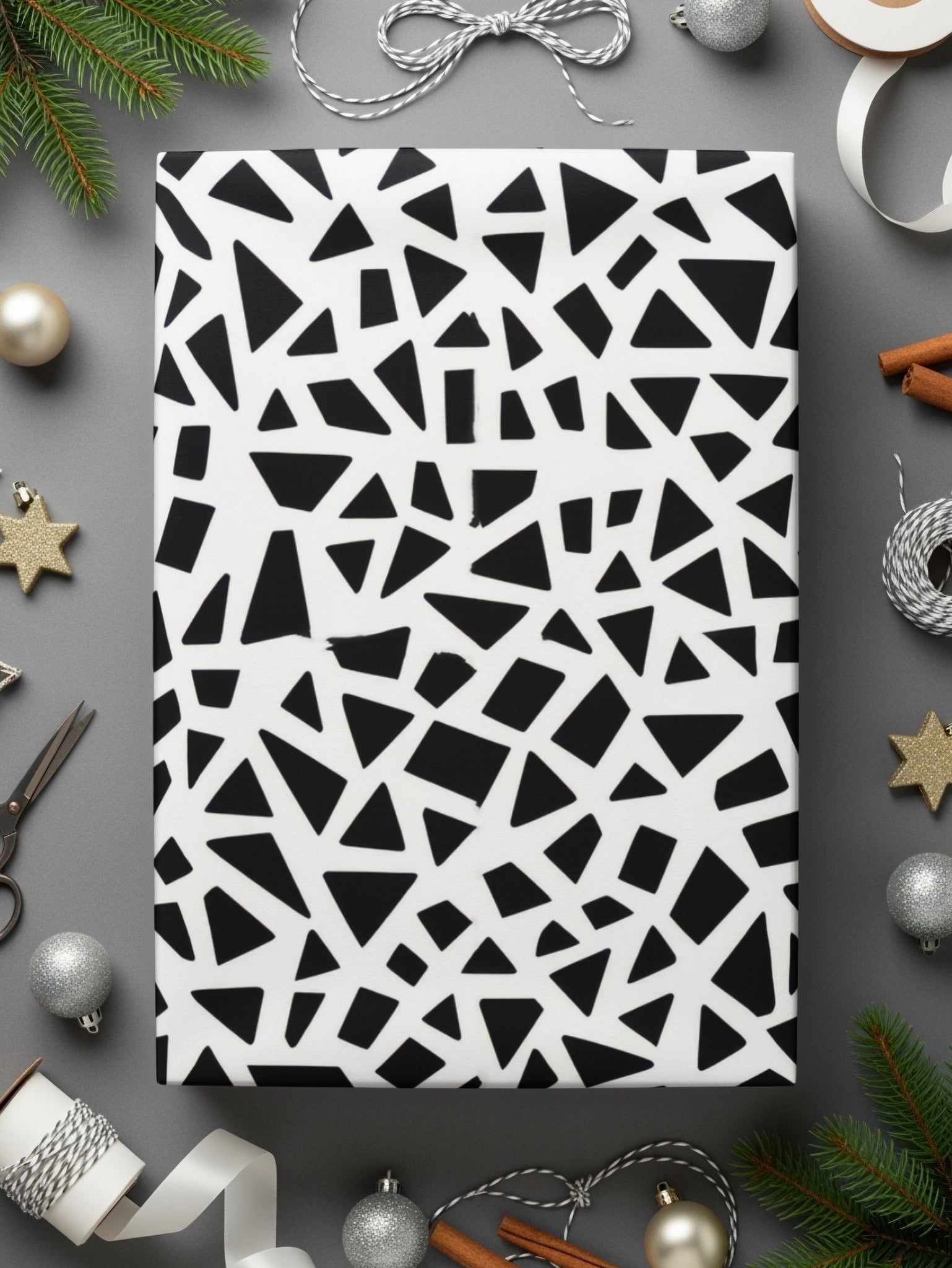 Geometric Digital Paper, Seamless Pattern, Modern Background, Black and White Terrazo Pattern Seamless Stained Glass Geometric Pattern - Moore and Mountain