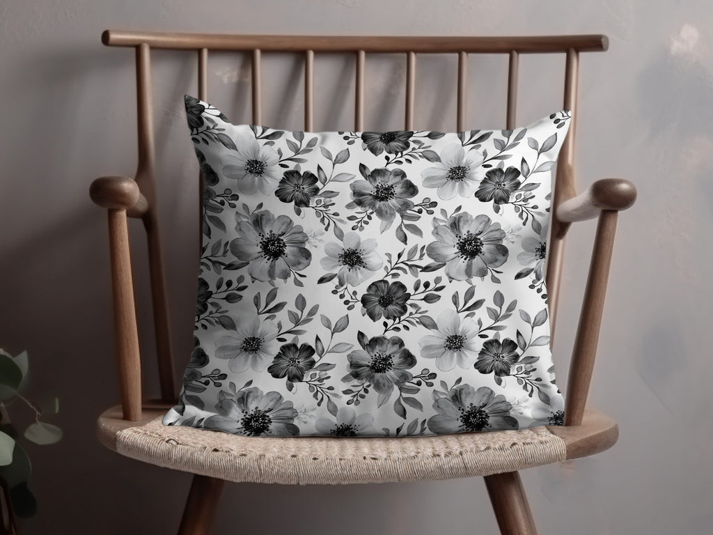 Gothic Black and White Dark Floral Pattern with Leaves and Berries Digital - Moore and Mountain