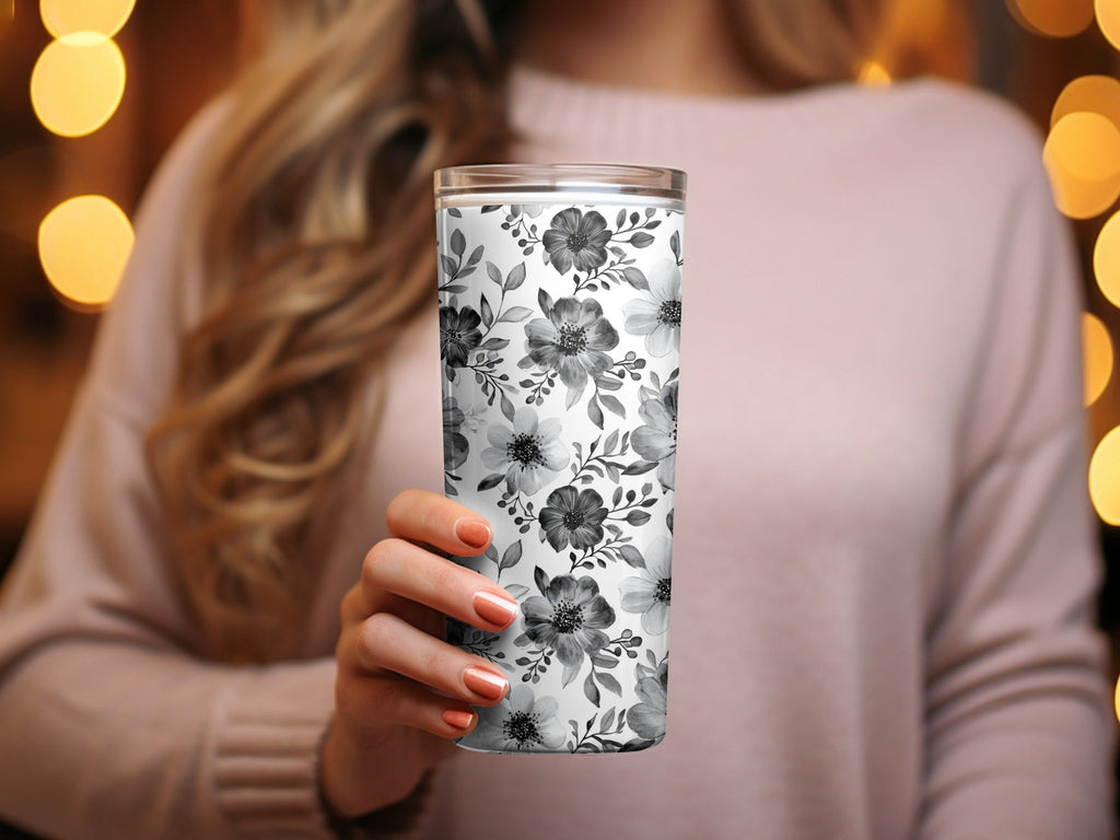 Gothic Black and White Dark Floral Pattern with Leaves and Berries Digital - Moore and Mountain