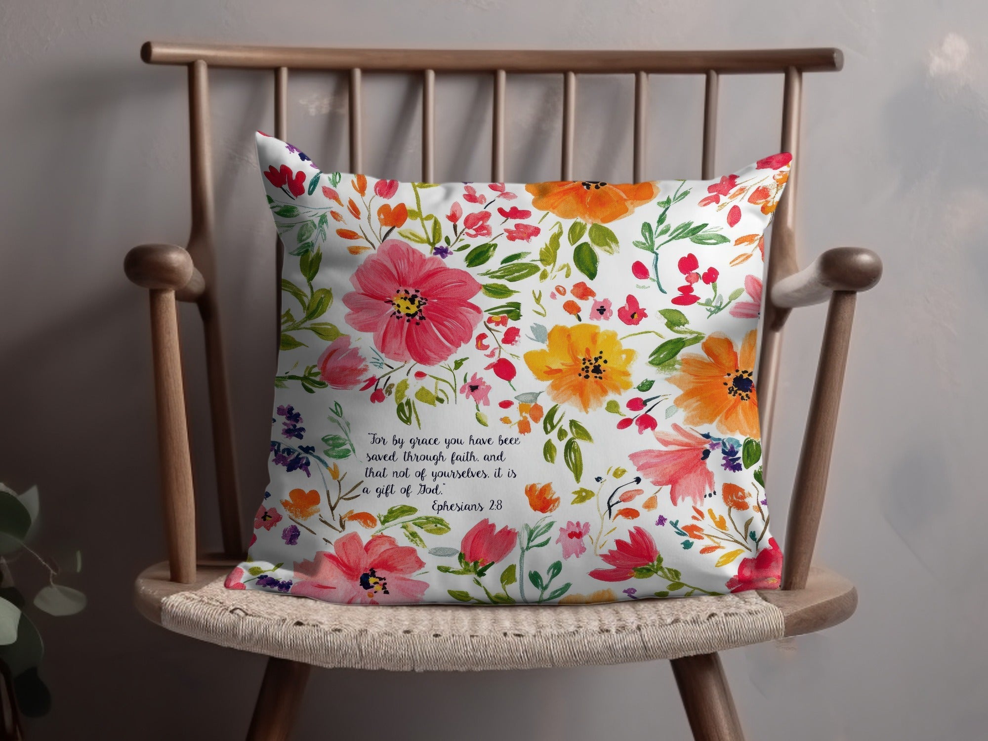 Grace Through Faith Floral Pattern Art | Inspirational Digital Download | Christian Wall Decor | Artistic Faith Design | Printable Home Decor - Moore and Mountain