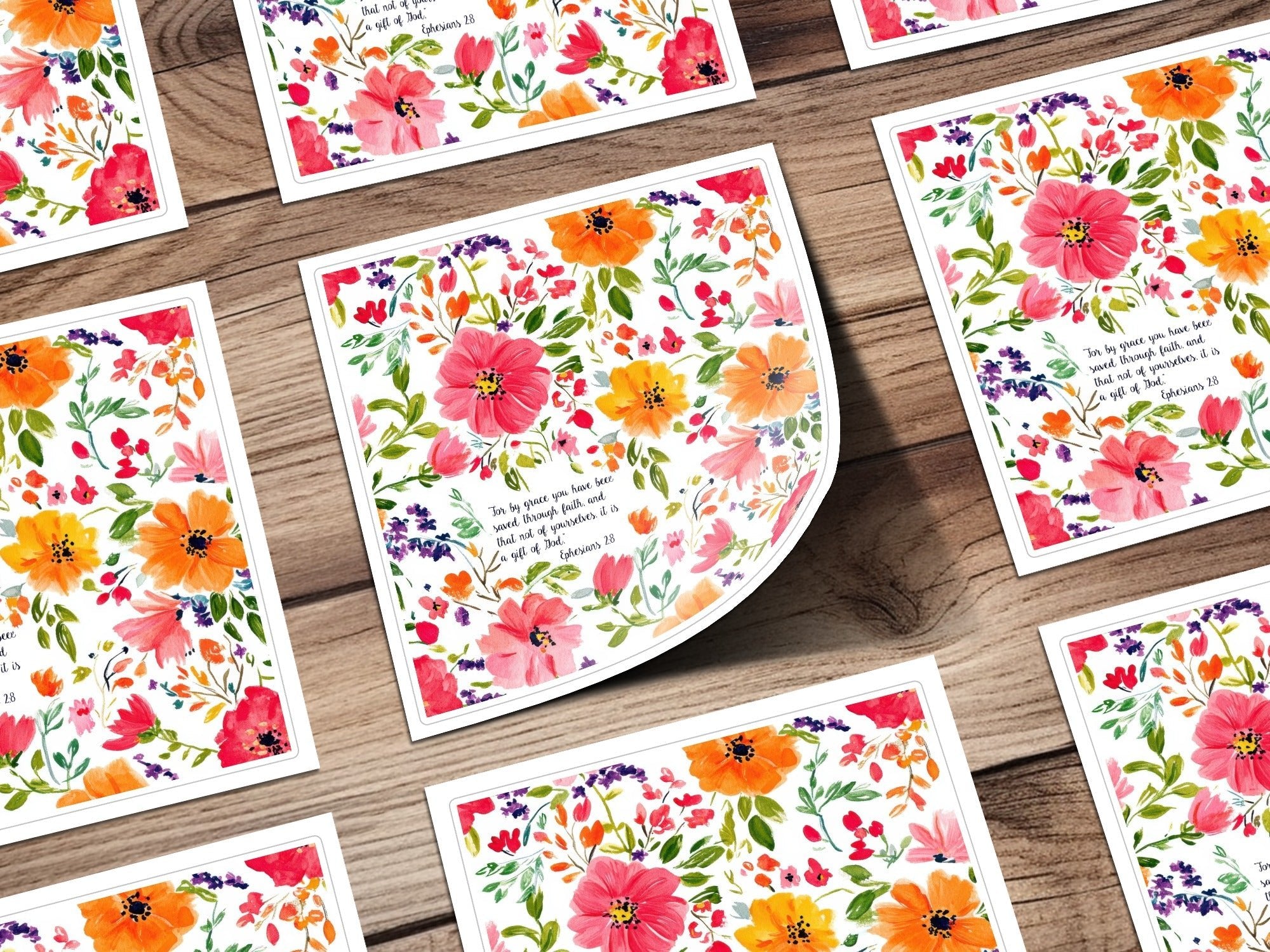 Grace Through Faith Floral Pattern Art | Inspirational Digital Download | Christian Wall Decor | Artistic Faith Design | Printable Home Decor - Moore and Mountain