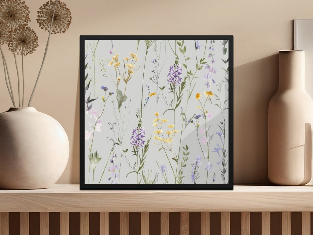 Gray and Purple Boho Neutral Floral Watercolor Pattern - Moore and Mountain