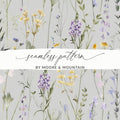 Gray and Purple Boho Neutral Floral Watercolor Pattern - Moore and Mountain