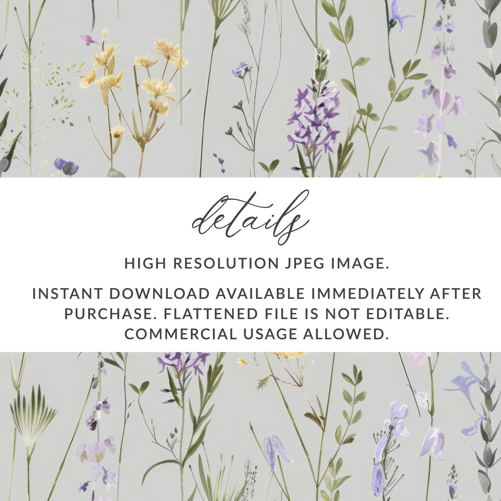 Gray and Purple Boho Neutral Floral Watercolor Pattern - Moore and Mountain