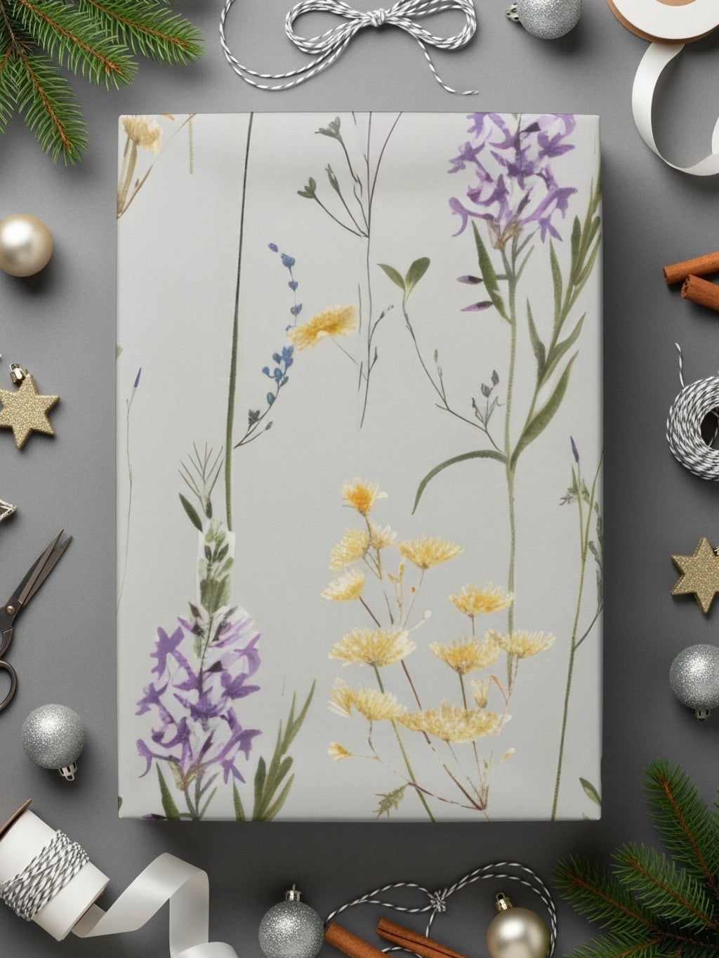 Gray and Purple Boho Neutral Floral Watercolor Pattern - Moore and Mountain