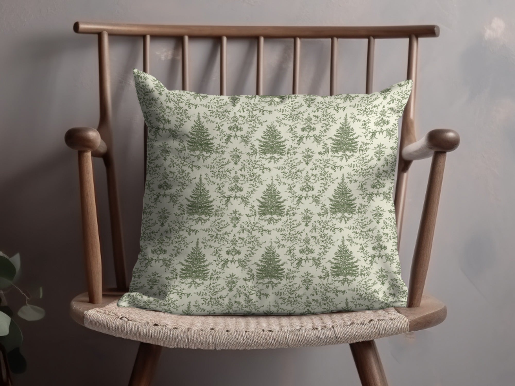 Green Toile Digital Paper, Christmas Tree Seamless Pattern, Printable Fabric Design, Scrapbook Paper, Commercial Use, Vintage Botanical - Moore and Mountain