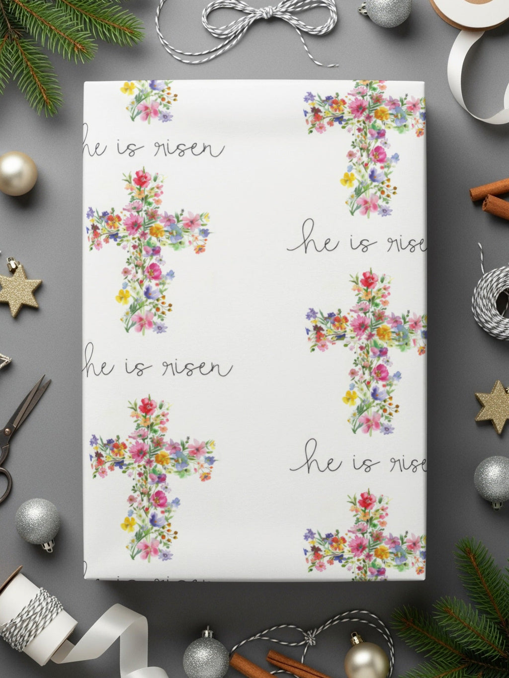 He Is Risen Digital Seamless Pattern, Floral Cross, Easter Printable, Watercolor Pattern, Church Digital Paper, Religious Design - Moore and Mountain