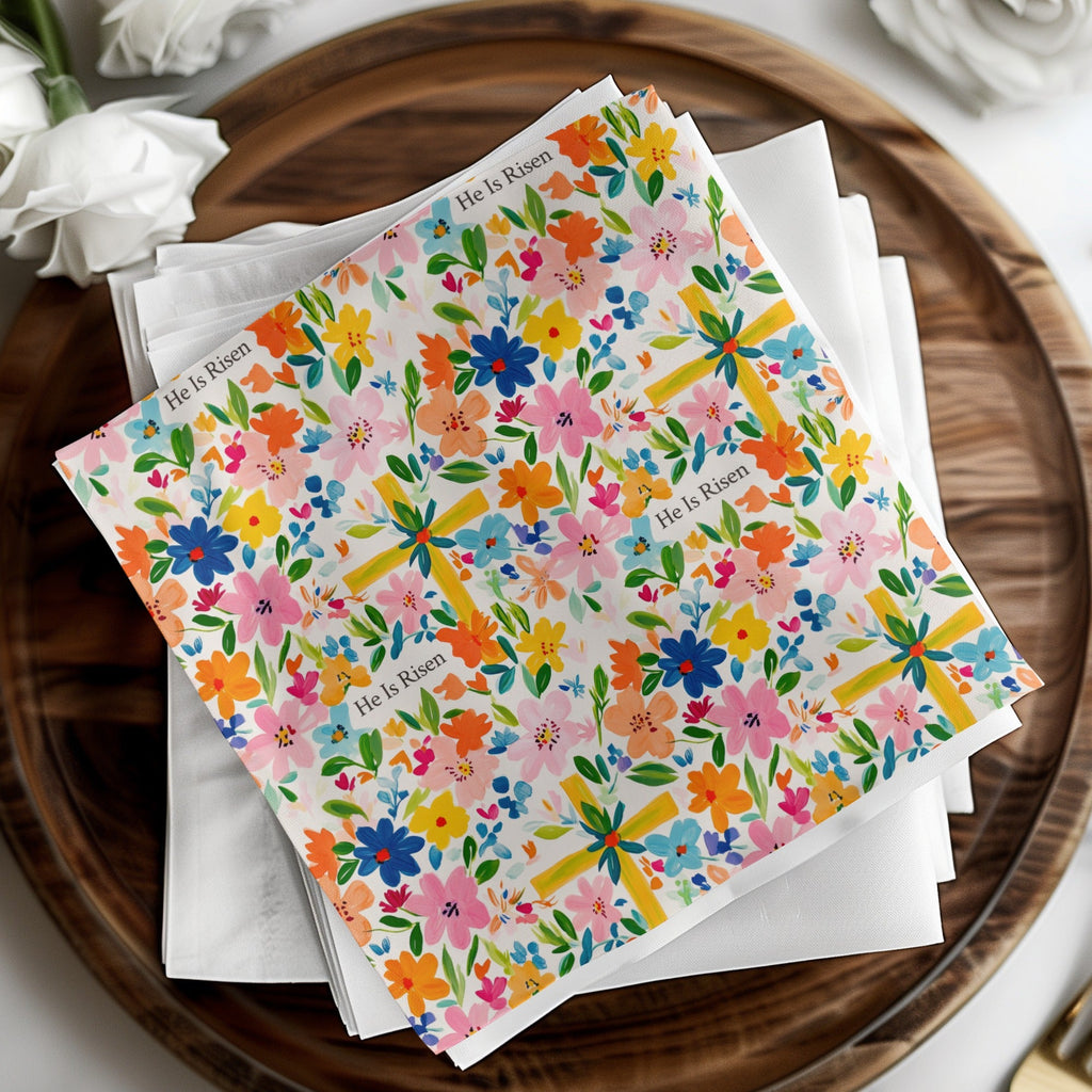 He Is Risen Digital Seamless Pattern, Floral Easter Design, Religious Fabric Print, Spring Flowers Paper, Christian Digital File - Moore and Mountain