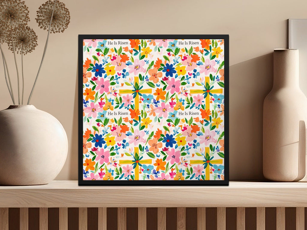 He Is Risen Digital Seamless Pattern, Floral Easter Design, Religious Fabric Print, Spring Flowers Paper, Christian Digital File - Moore and Mountain