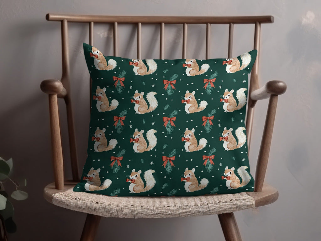 Holiday Squirrels with Bow Ties on Green Background Digital - Moore and Mountain