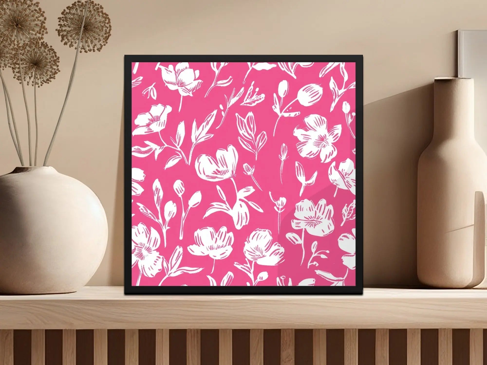 Hot Pink Floral Digital Paper, Seamless Flower Pattern, Scrapbook Paper, Commercial Use, Digital Download - Moore and Mountain