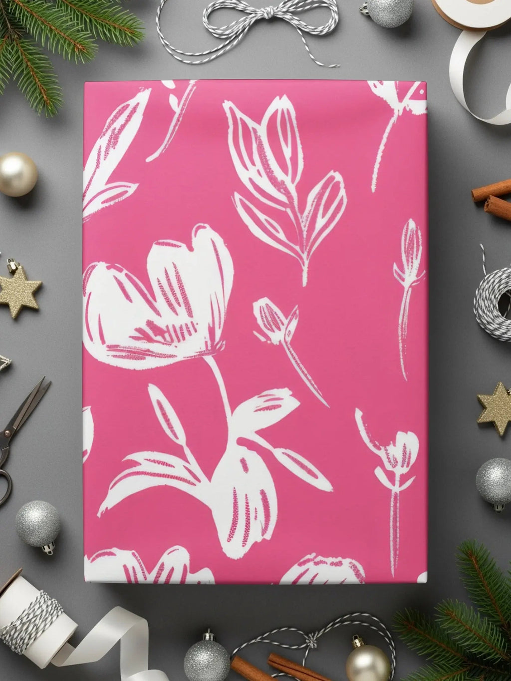 Hot Pink Floral Digital Paper, Seamless Flower Pattern, Scrapbook Paper, Commercial Use, Digital Download - Moore and Mountain