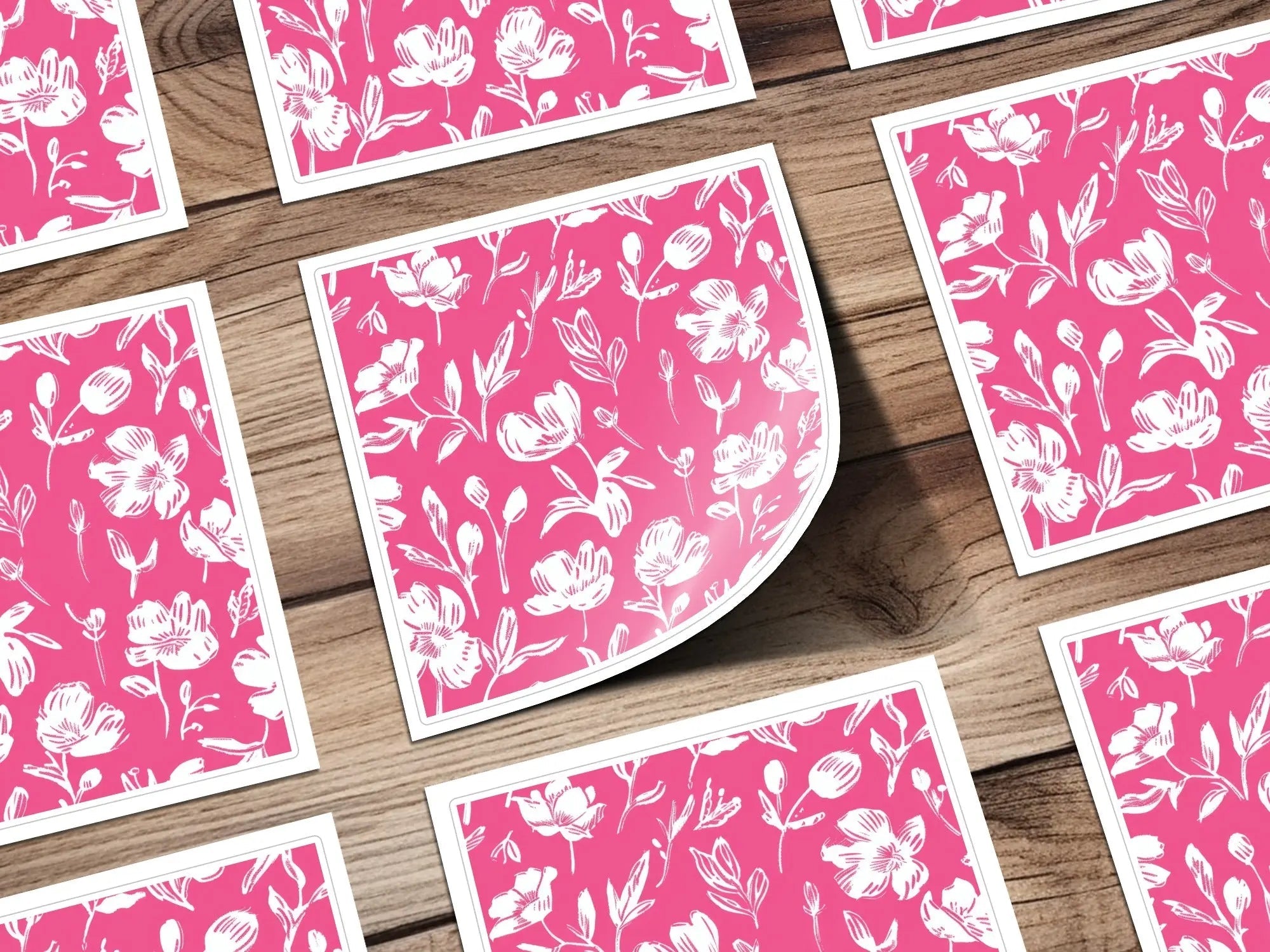 Hot Pink Floral Digital Paper, Seamless Flower Pattern, Scrapbook Paper, Commercial Use, Digital Download - Moore and Mountain