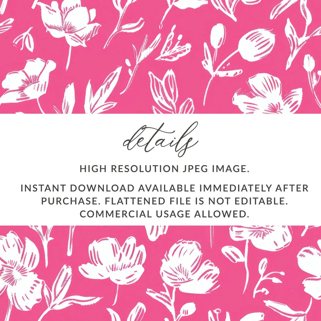 Hot Pink Floral Digital Paper, Seamless Flower Pattern, Scrapbook Paper, Commercial Use, Digital Download - Moore and Mountain