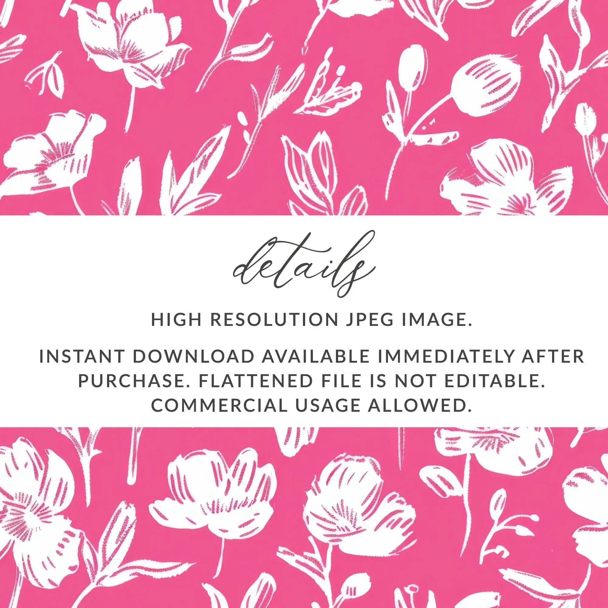 Hot Pink Floral Digital Paper, Seamless Flower Pattern, Scrapbook Paper, Commercial Use, Digital Download - Moore and Mountain