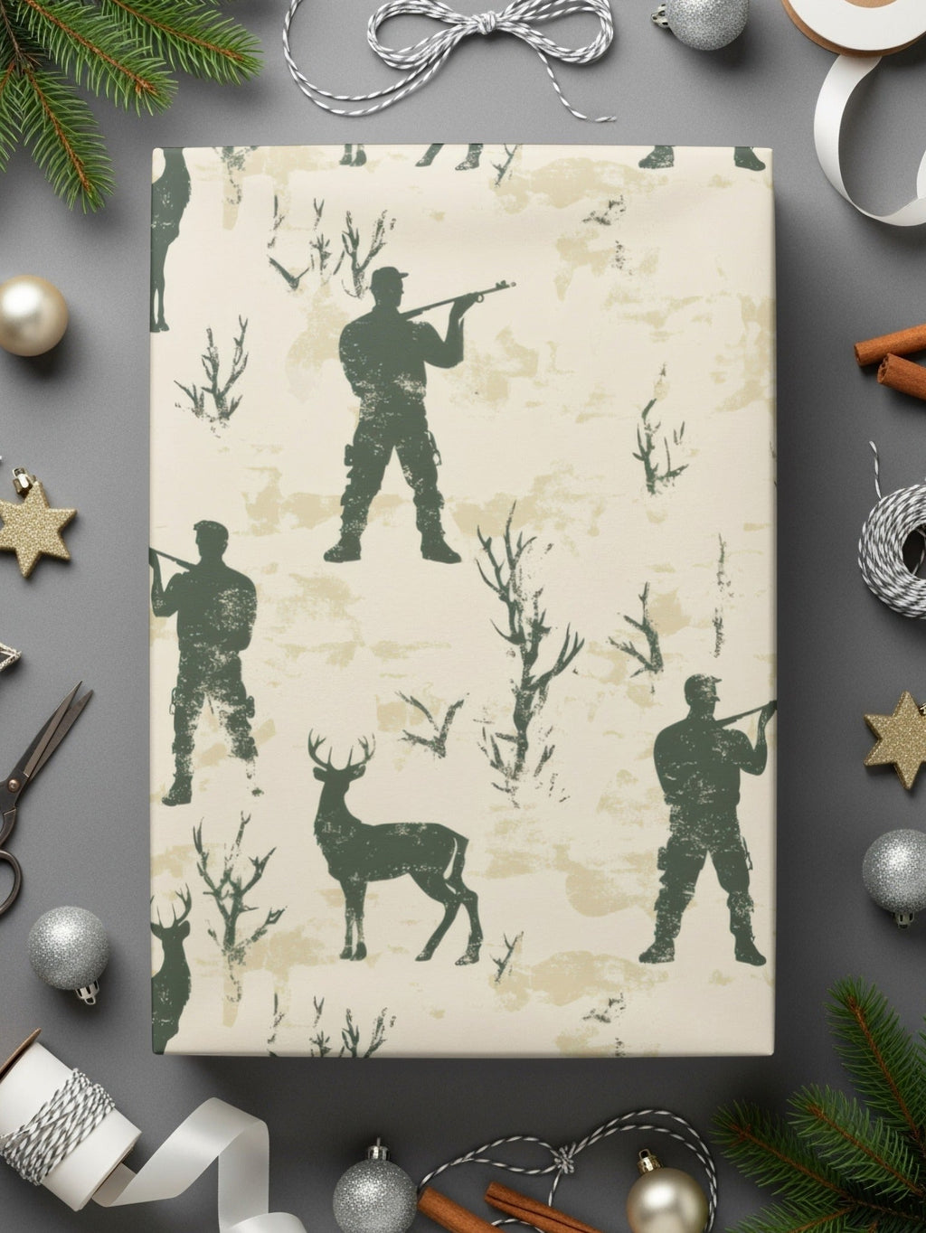 Hunting Seamless Pattern For Men with Hunter Deer Trees Seamless Background Digital - Moore and Mountain