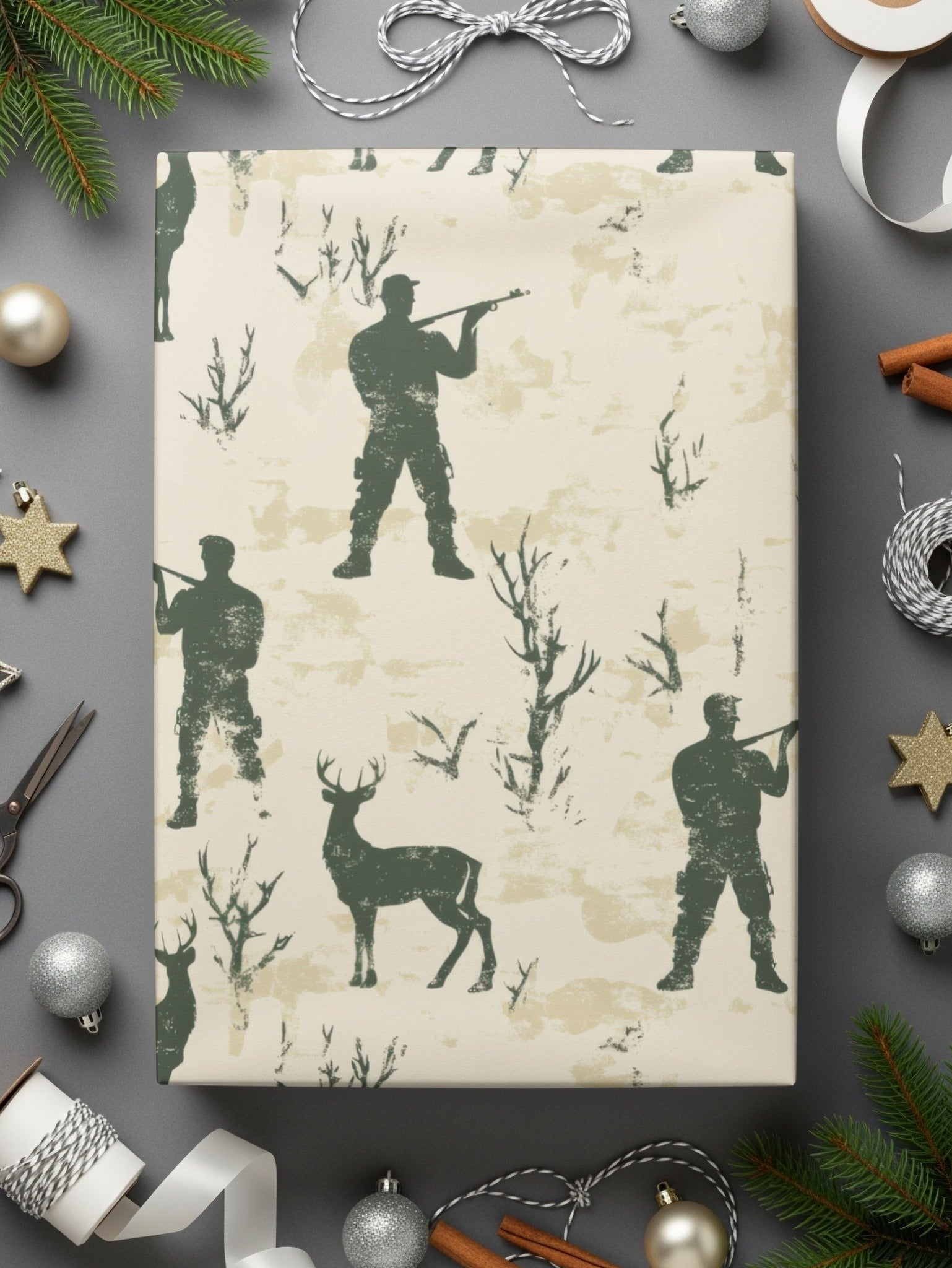 Hunting Seamless Pattern For Men with Hunter Deer Trees Seamless Background Digital - Moore and Mountain