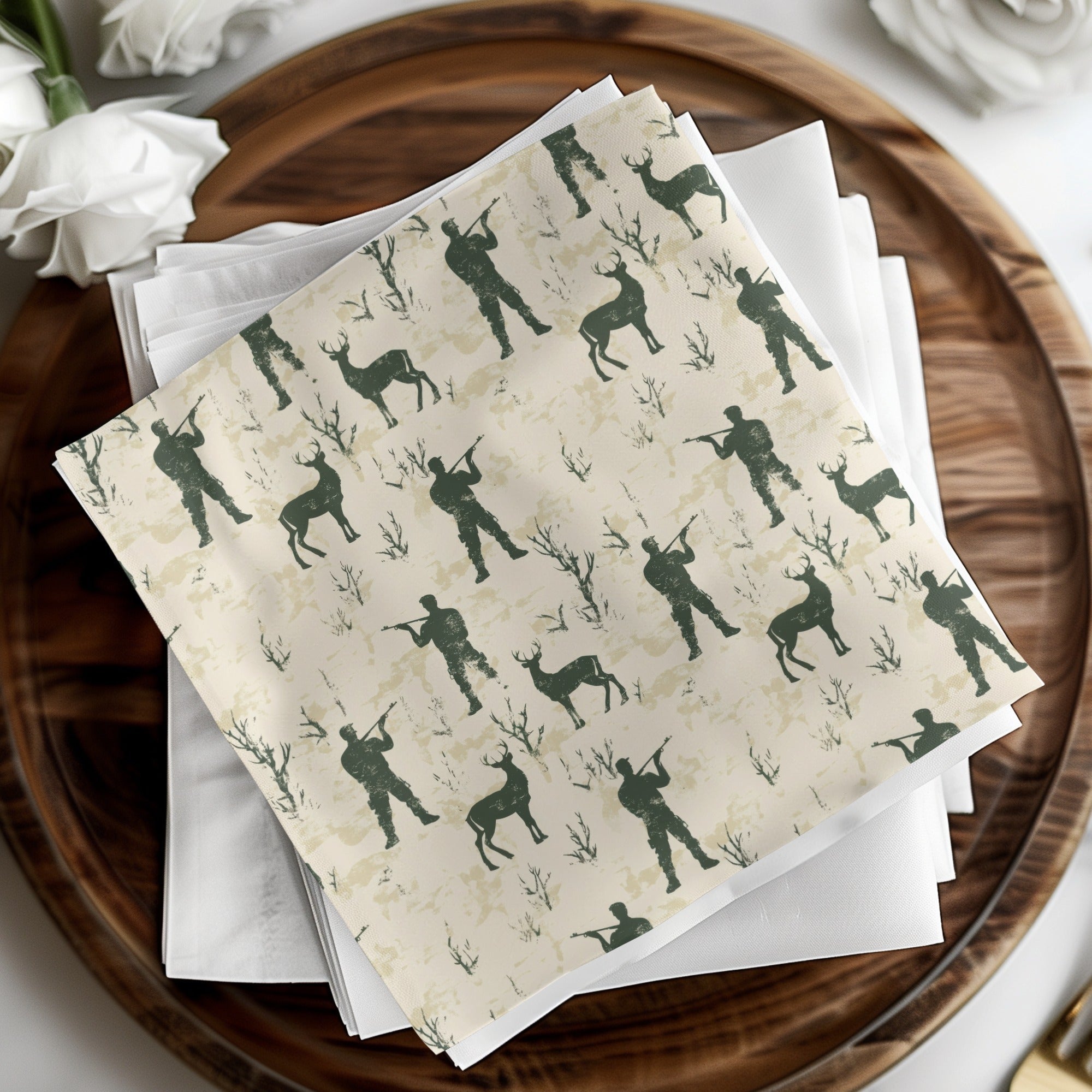 Hunting Seamless Pattern For Men with Hunter Deer Trees Seamless Background Digital - Moore and Mountain
